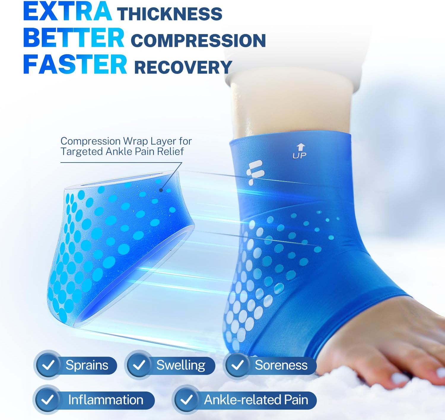 Ankle Ice Pack Wrap for Swelling with Thickened Cold Compression and Cooling Fabric, Ice Packs for Injuries Reusable for Swollen Feet, Achilles Tendonitis Relief, Plantar Fasciitis Relief - Image 4