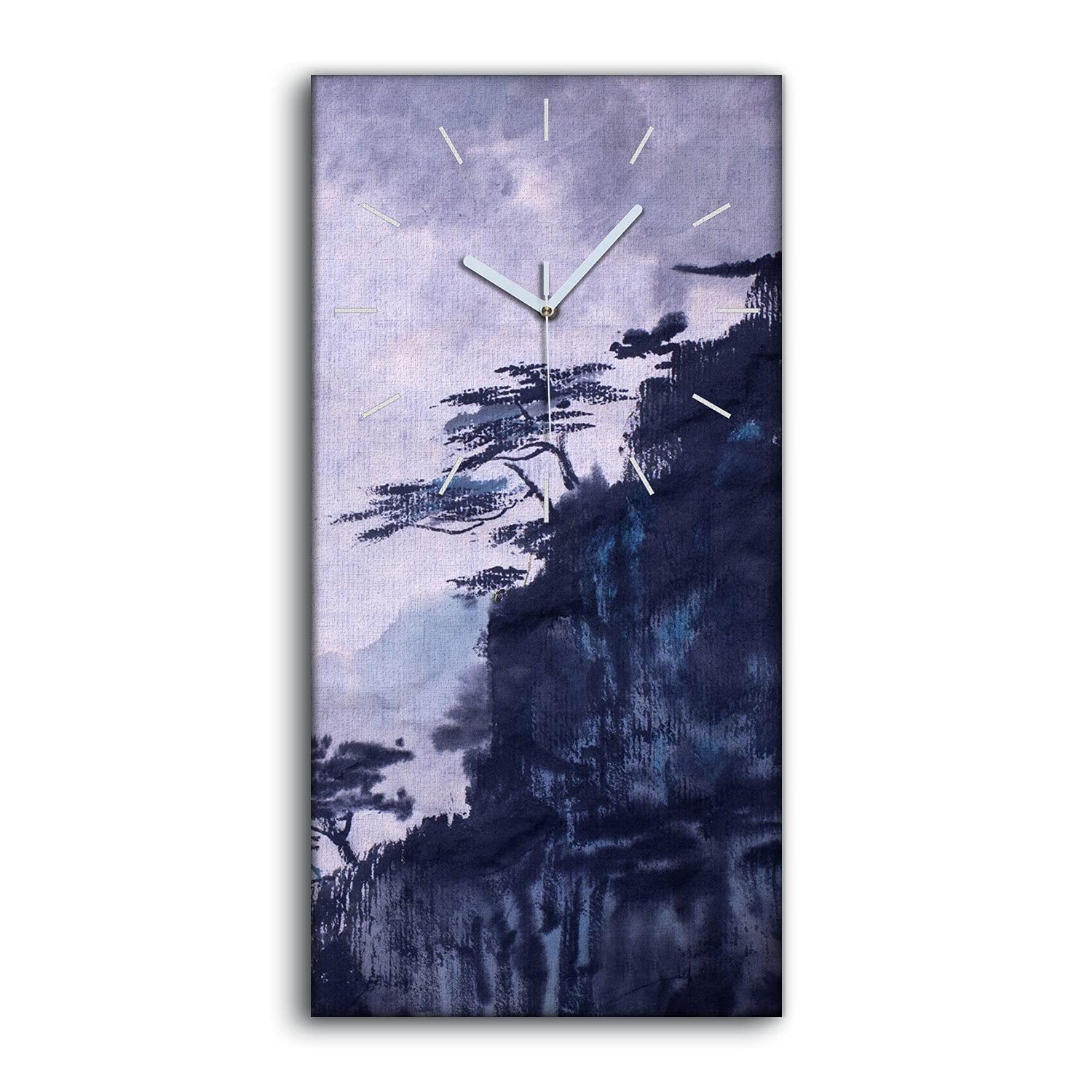 Horloge sur Toile sans tic-tac pour chambre : décoration zen encre chinoise 30x60cm