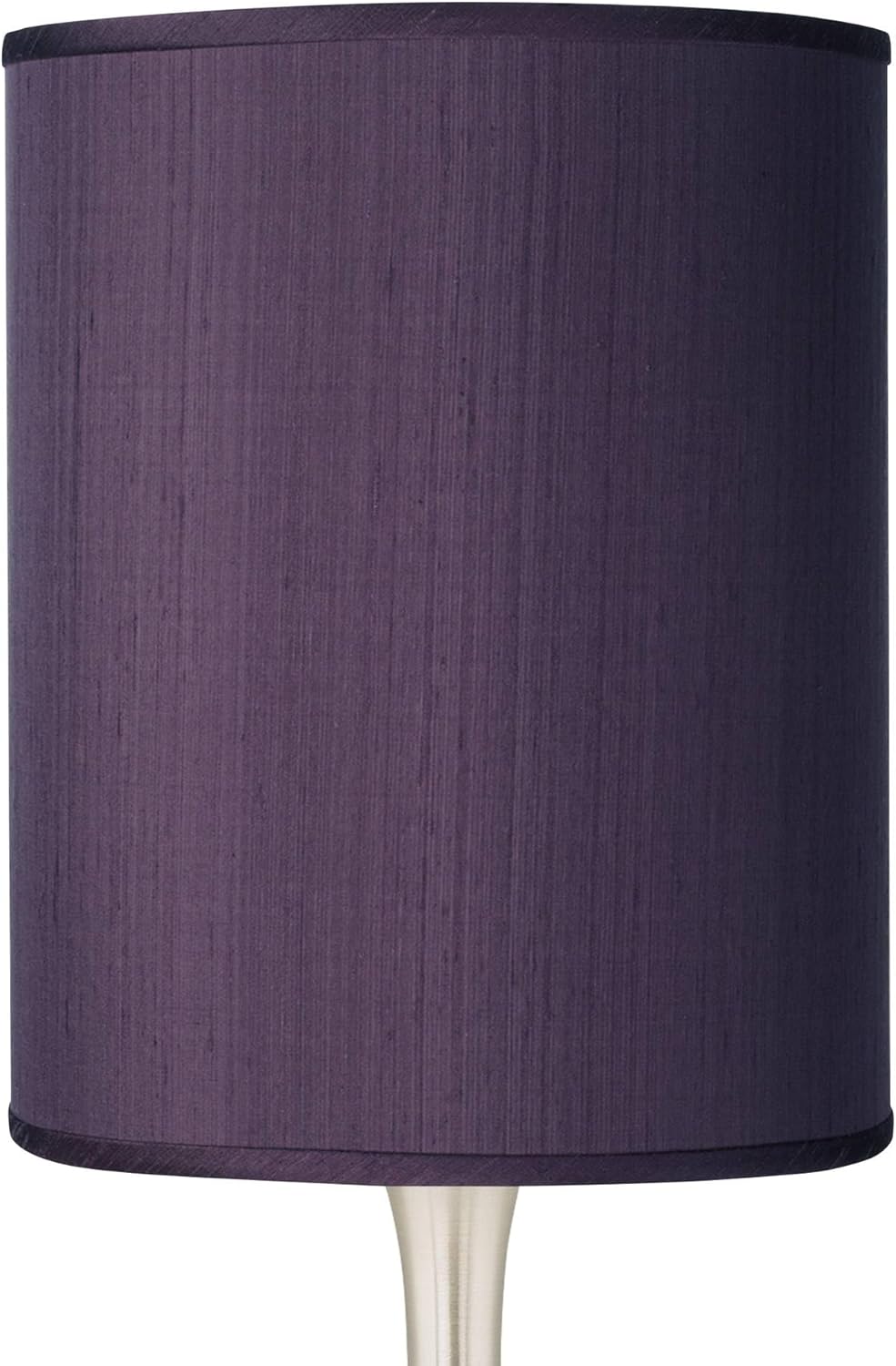 Possini Euro Design Modern Accent Table Lamps 23.5" High Set of 2 Droplet Brushed Nickel Metal Eggplant Textured Faux Silk Drum Shade for Living Room Bedroom House Bedside Nightstand Home Office