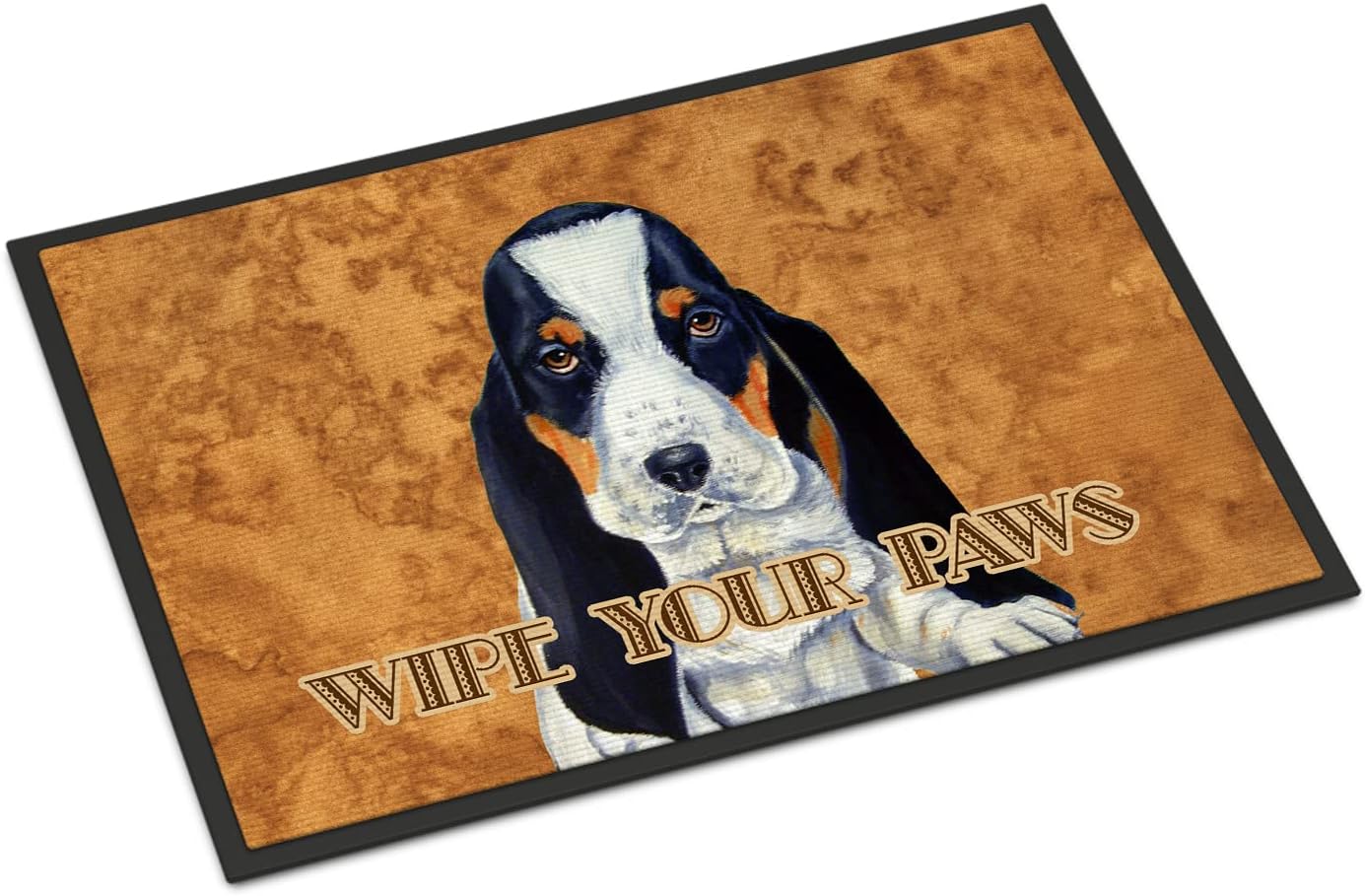 Caroline's Treasures LH9450MAT Basset Hound Wipe Your Paws Doormat 18x27 Front Door Mat Indoor Outdoor Rugs for Entryway, Non Slip Washable Low Pile, 18H X 27W