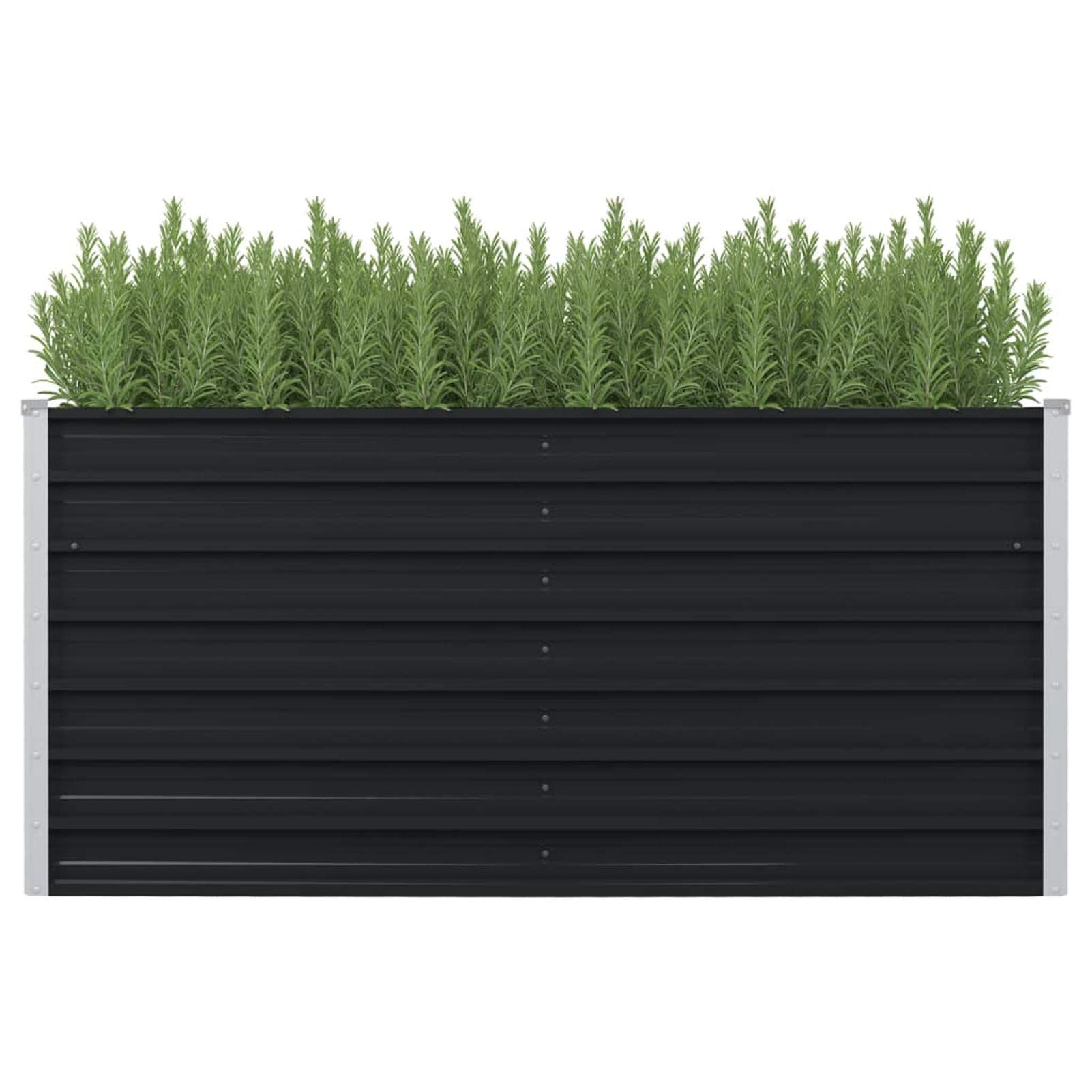 Bancal alto de metal de 160 x 80 x 77 cm, gran bancal alto de metal para jardín, protección contra caracoles, bancal elevado, bancal de jardín, plantas de jardín, hierbas, exteriores, antracita