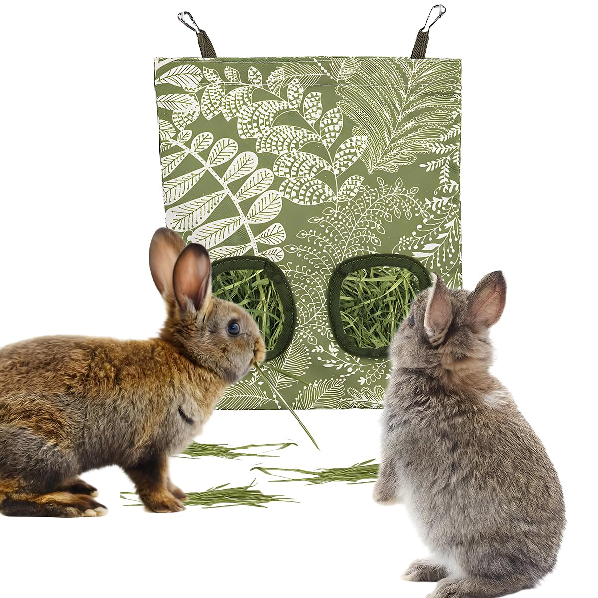 Rabbit Hay Feeder, Guinea Pig Hay Holder & Bunny Hay Feeder – Durable Hanging Hay Bag for Rabbits Chinchillas Guinea Pigs Bunnies – Chew-Resistant Hay Holder for Small Animals (Grass Green)