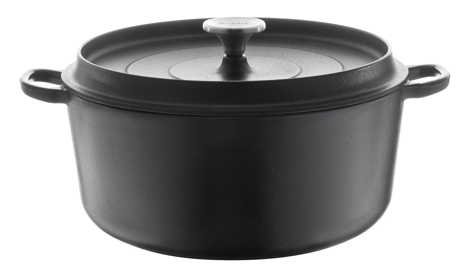 Berndes 034143 Eisenguss Bräter mit Gussdeckel Emaille, 2,7 L, 20 cm, rund, schwarz
