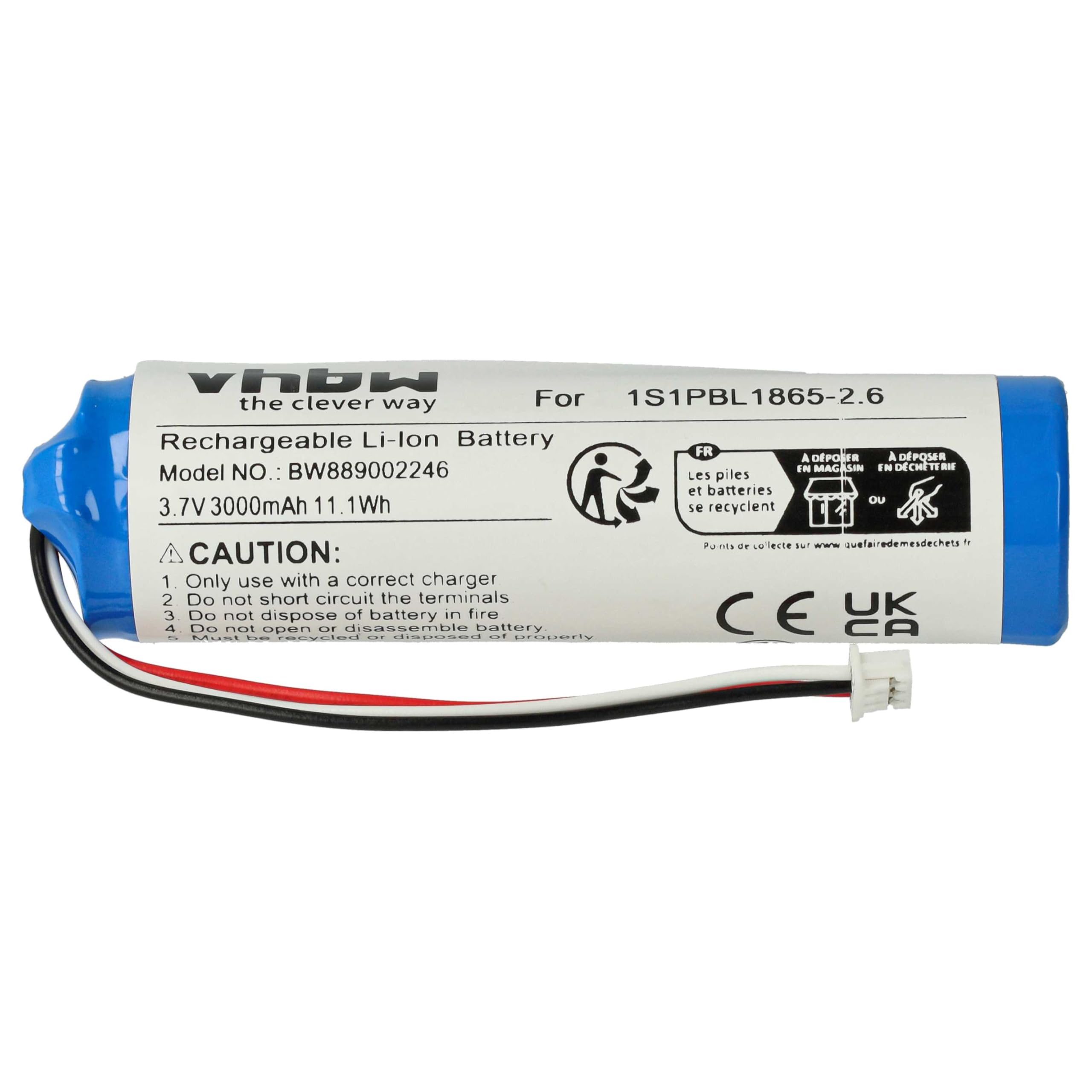 vhbw batteria sostituisce Philips 1S1PBL1865-2.6 per babyphone (3000mAh, 3,7V, Li-Ion)