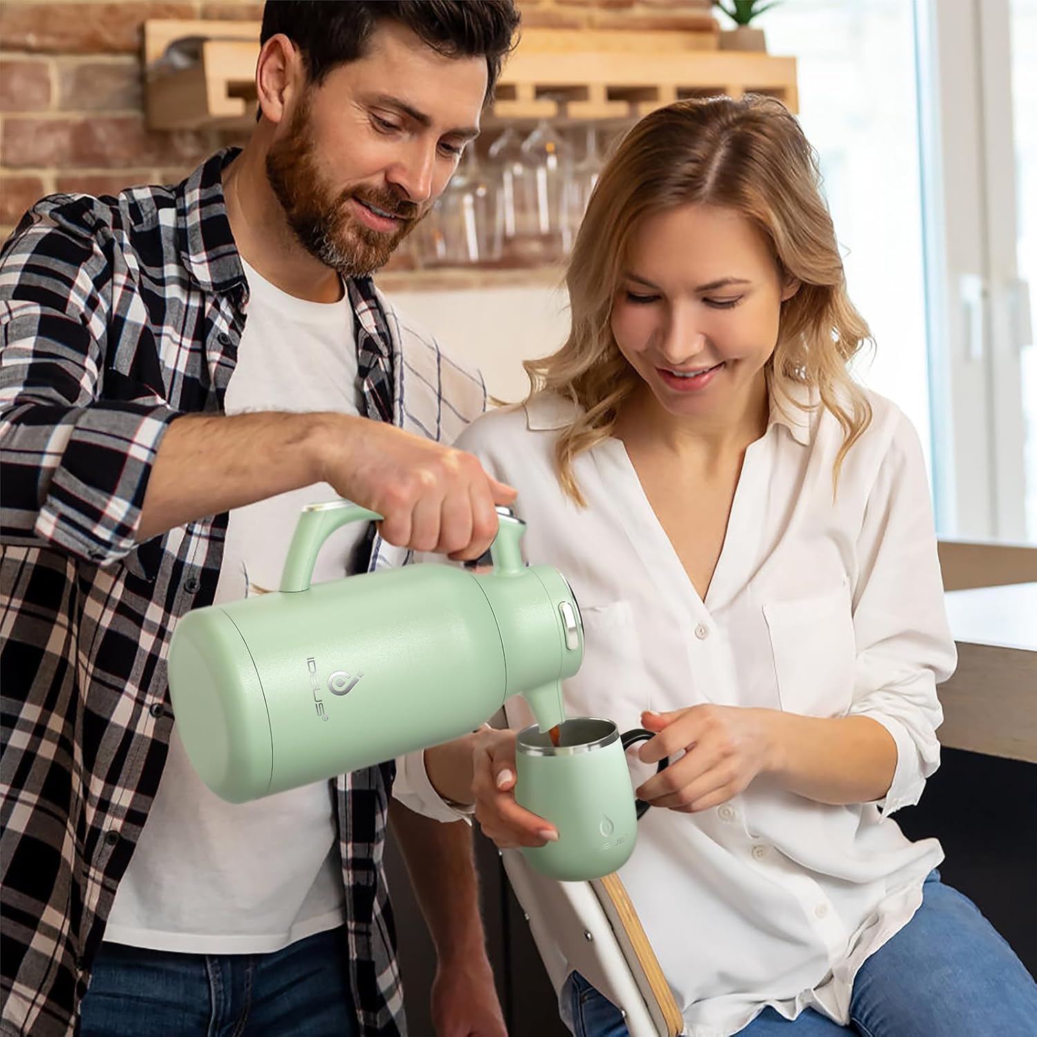 IDEUS Thermal Coffee Carafe 68oz (2,000ml), Stainless Steel Double Wall Insulated Vacuum Flask, Water Jug Coffee Server and Beverage Dispenser, Heat and Cold Retention (Avocado, 68oz (2,000ml)) - Image 7