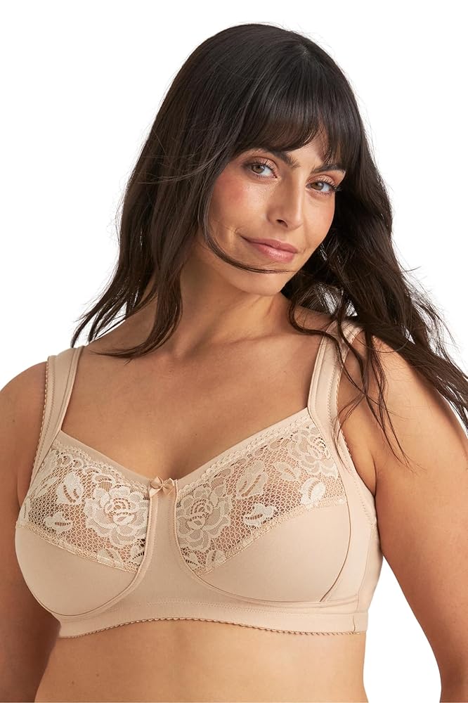 Reggiseno di Cotone Comodo con Sostegno Senza Ferretto Miss Mary Lovely  Lace 4B Beige : Amazon.it: Moda