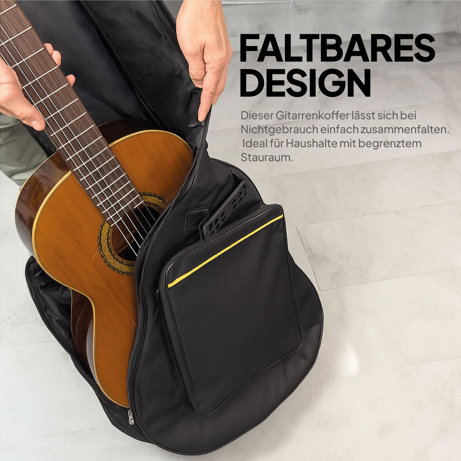 OcioDual Gitarrentasche, Gitarrenkoffer, Gitarrentasche Akustikgitarre, Rucksack mit Außentasche und Tragegriff, Wasserdicht, Rundumschutz für E-Gitarren, Guitar Accessories, Schwarz