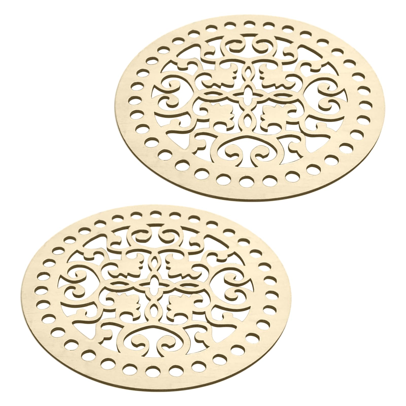 Fond de panier rond pour crochet kingsea 20 cm - Lot de 2 bases en bois pour paniers et sacs