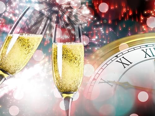 Xiyuekissu Kits de pintura de diamantes para adultos, arte de diamantes para Año Nuevo, fiesta de champán, Navidad, Año Nuevo, eventos de Haloss