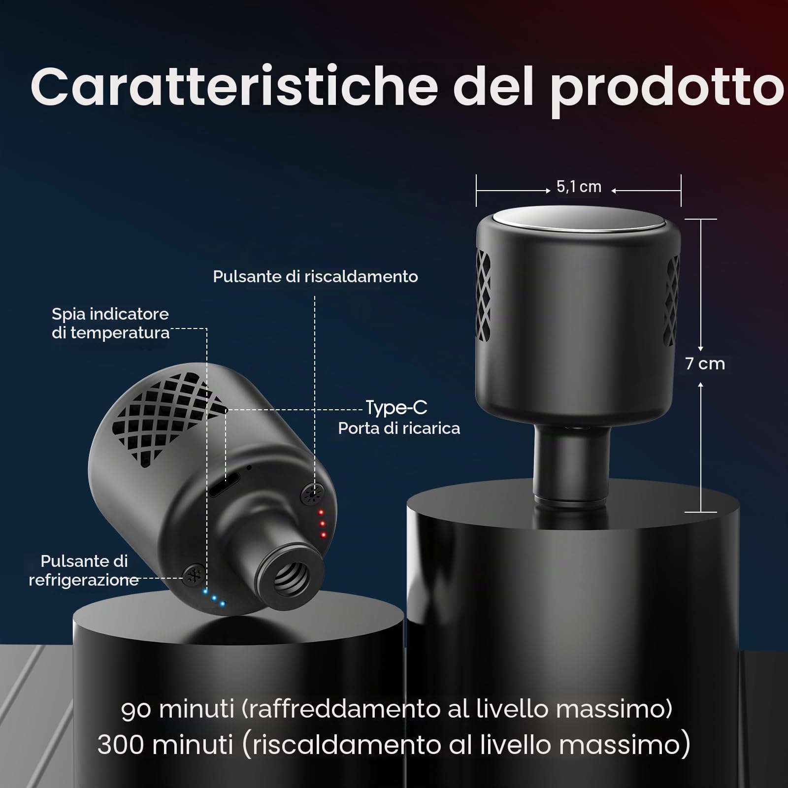AERLANG Pistola per massaggi con calore, pistola massaggiante per tessuti profondi, massaggiatore a percussione muscolare a 20 velocità con touch screen LCD, 7 teste, pistola massaggiante con custodia