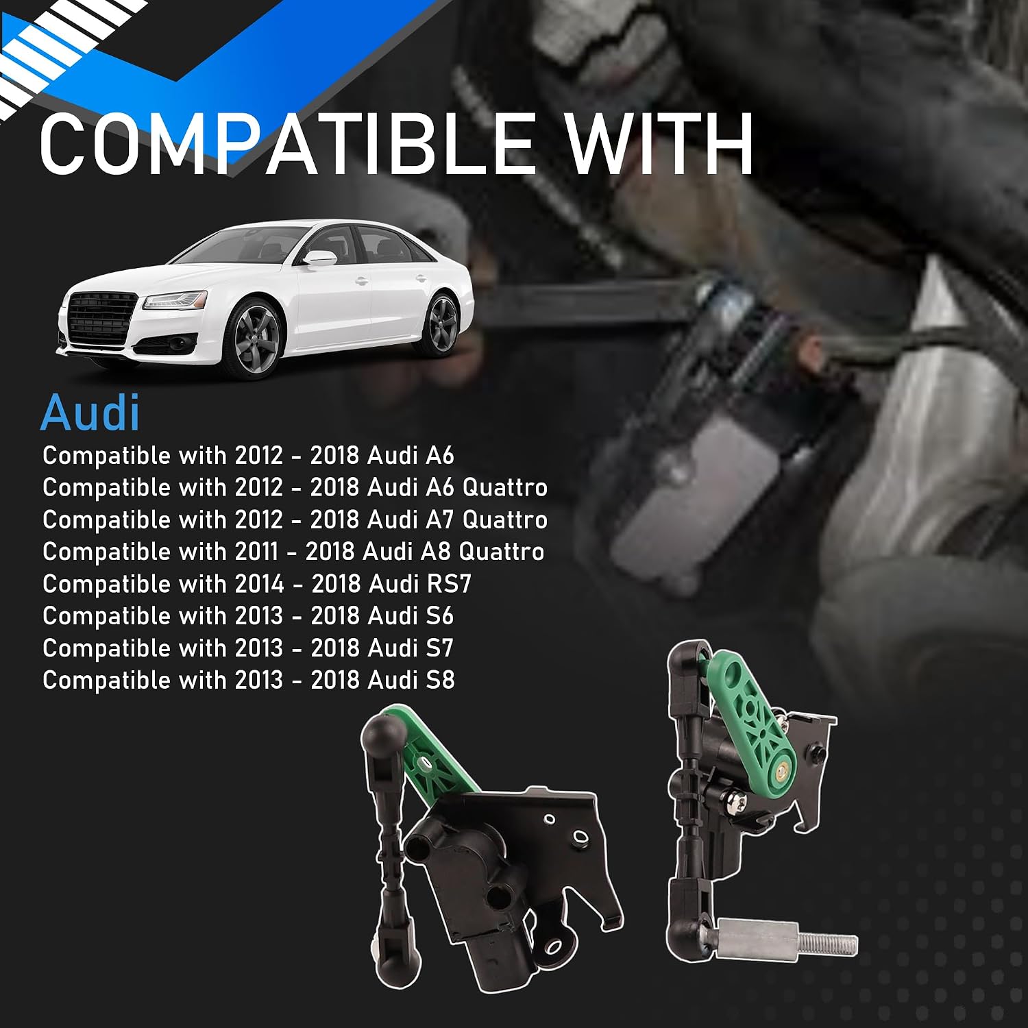Front Air Suspension Height Level Sensor Left & Right Set Compatible with 2011-2018 Audi A6 A7 A8 S6 S7 S8 RS7 Replaces 4H0941285G 4H0941286G