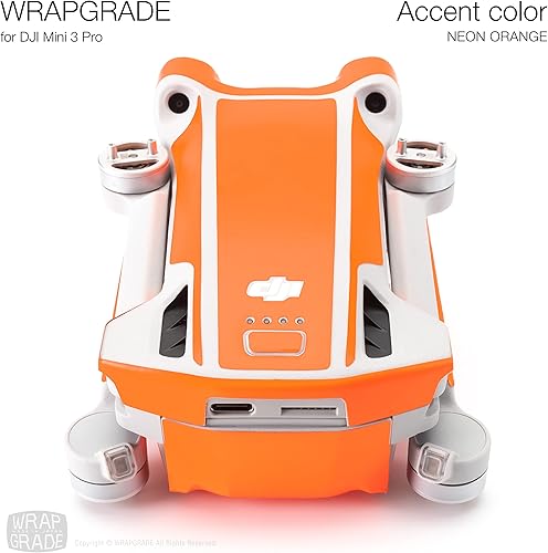 Miniatura 6 de WRAPGRADE Adhesivos para la piel compatibles con DJI Mini 3 Pro  Color de acento (naranja neón)