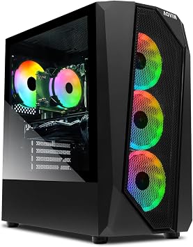 AQVIN AQB30 Gaming Tower Desktop PC - Intel i7 Core Processor Upto 4.00GHz, 32GB RAM 1TB SSD, Radeon RX 580 8GB GPU, RGB Fans, WiFi, Windows 10 Pro - Black