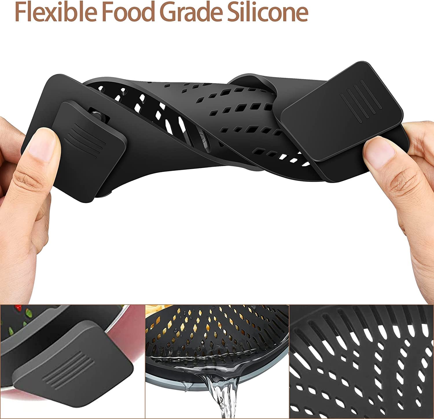 Clip on Strainer for Pots Pans,Heat Resistant Silicone, Easy to Use and Store - Image 4