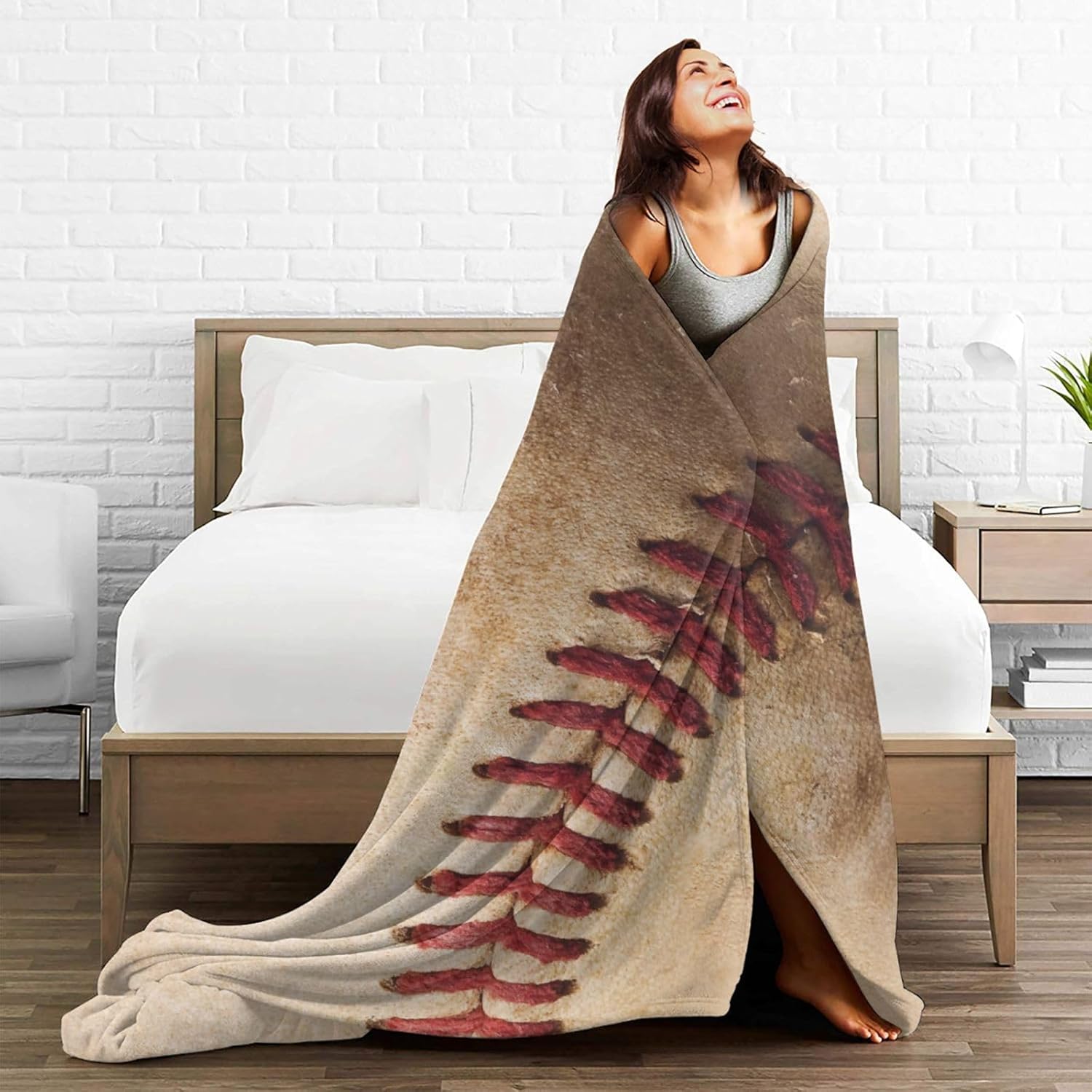 Baseball Blanket Retro Throw Blankets Flannel Fleece Plush Warm Cozy Blanket for Bed Couch Sofa Travel 60"X80"
