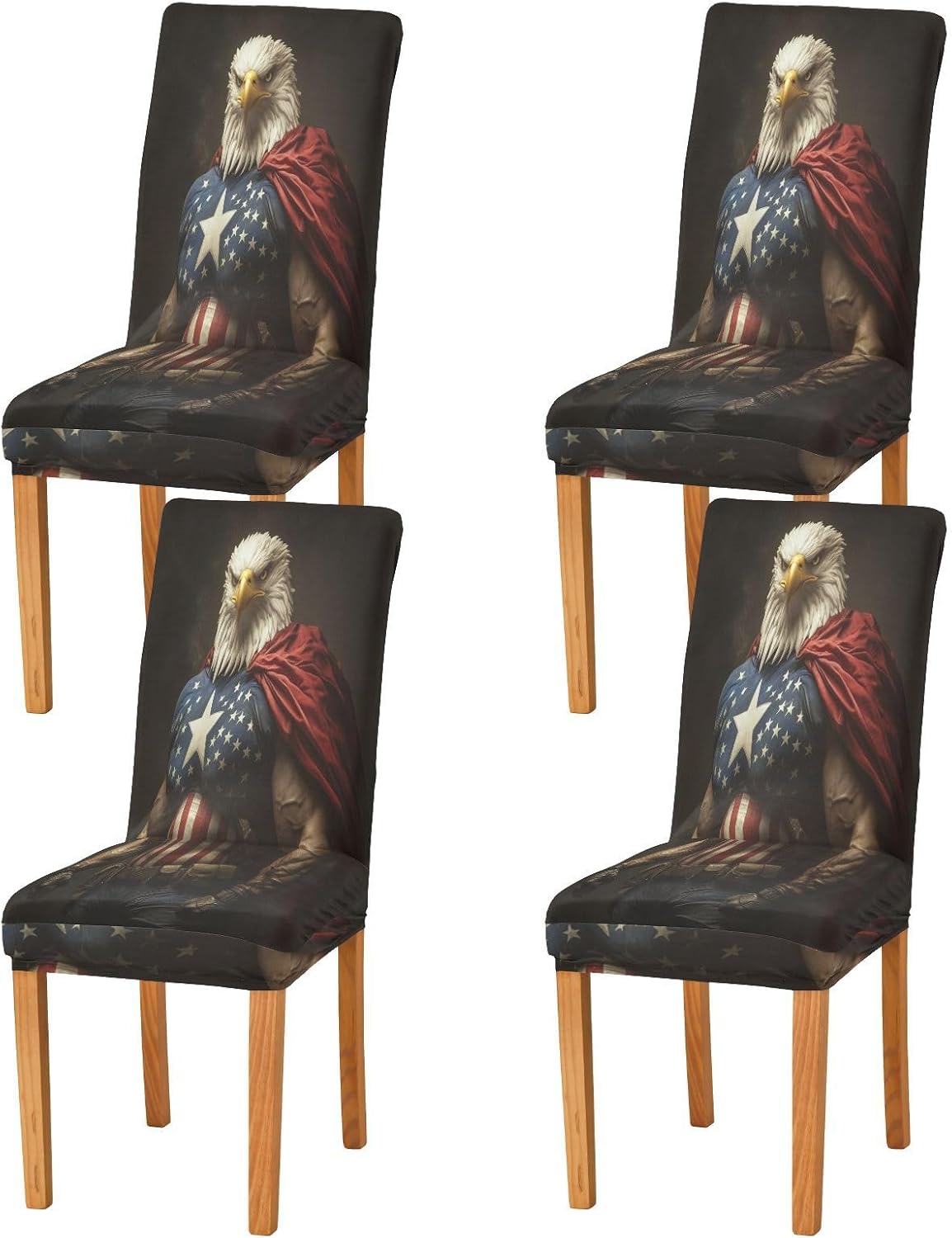 ALAZA Chair Covers for Dining Room, The Eagles with American Flag Us Flag Stretch Chair Cover Sets Chair Protector Removable Washable for Ktichen Restaurant Hotel