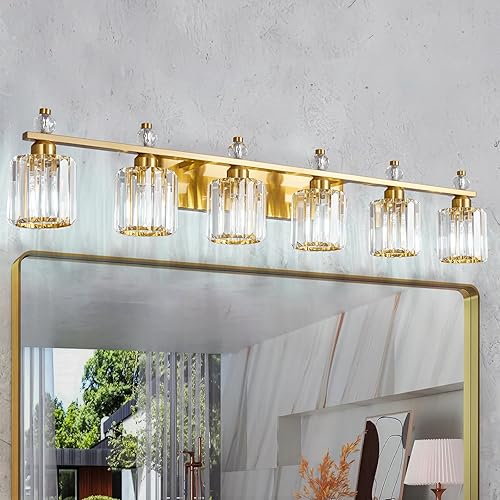 Miniatura 14 de Luces de tocador 4-Luces Modernas de Cristal para Tocador Luz de Baño Dorada Accesorios de Iluminación de Tocador sobre Espejo Lámparas de Tocador