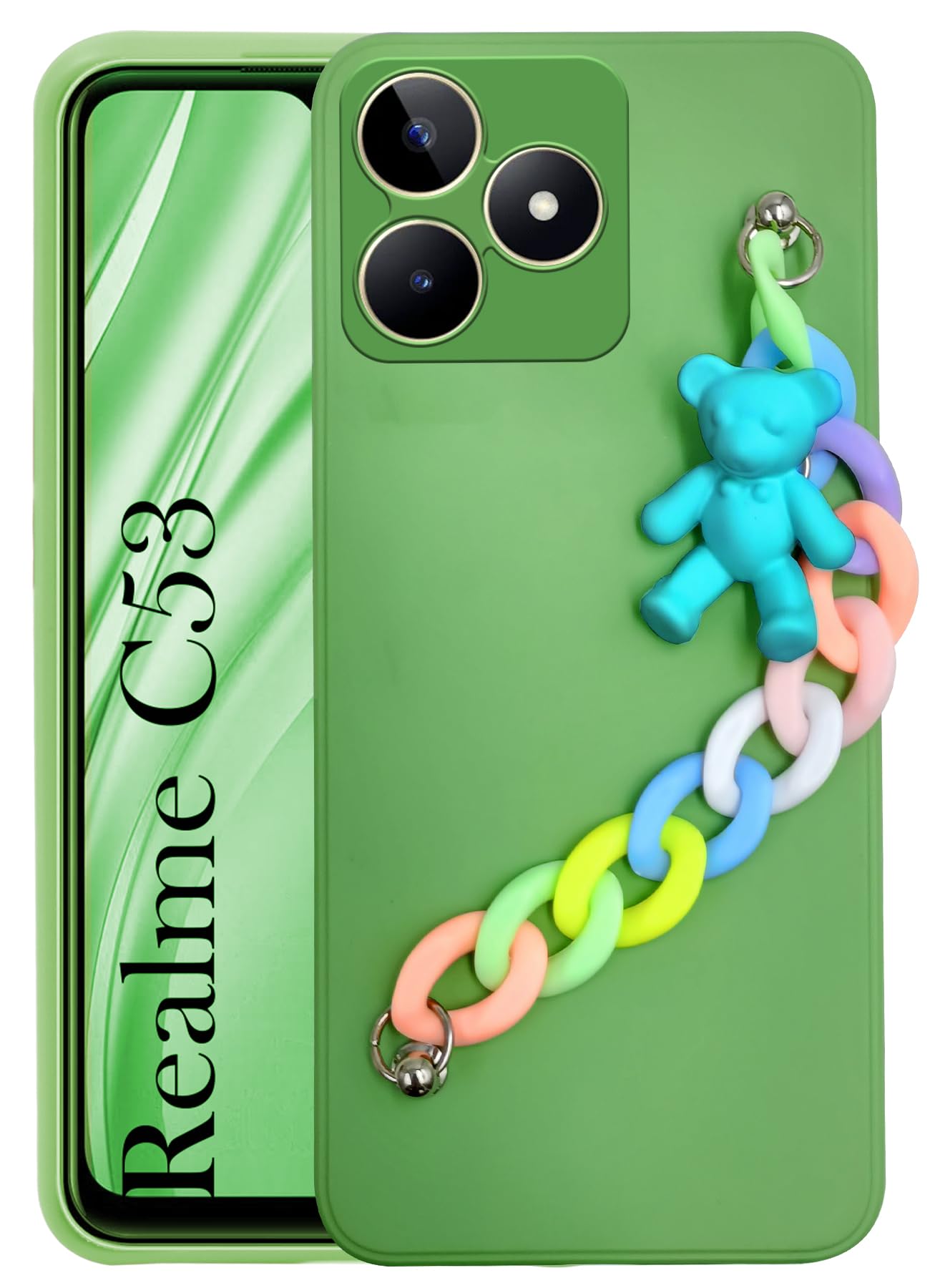 Jkobi Back Cover for Realme C53 Girls Case with Bracelet (Wrist Hanging Chain | Teddy Toy Cartoon | Matte Green) (B0CNTPFD5S) Amazon Price History, Amazon Price Tracker