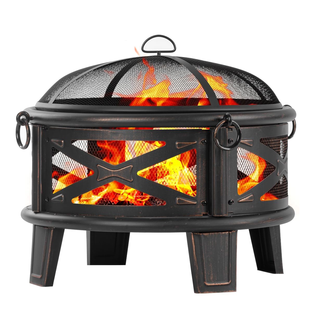 Amazon.com : Breezz 26 Inch Wood Burning Fire Pit with Cooking