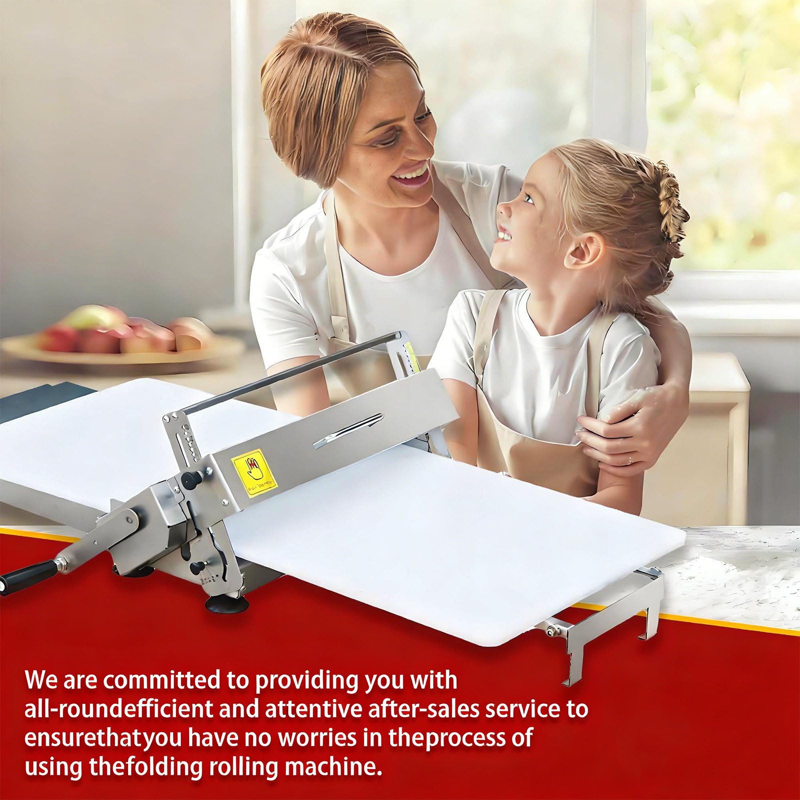 Máquina para Laminar Masa Plegable | Prensadora Manual para Masa de Hojaldre, Croissants y Pasteles | Ajuste de Grosor para Pasta y Pizza | Equipo de Panadería para Mostrador 90×40cm