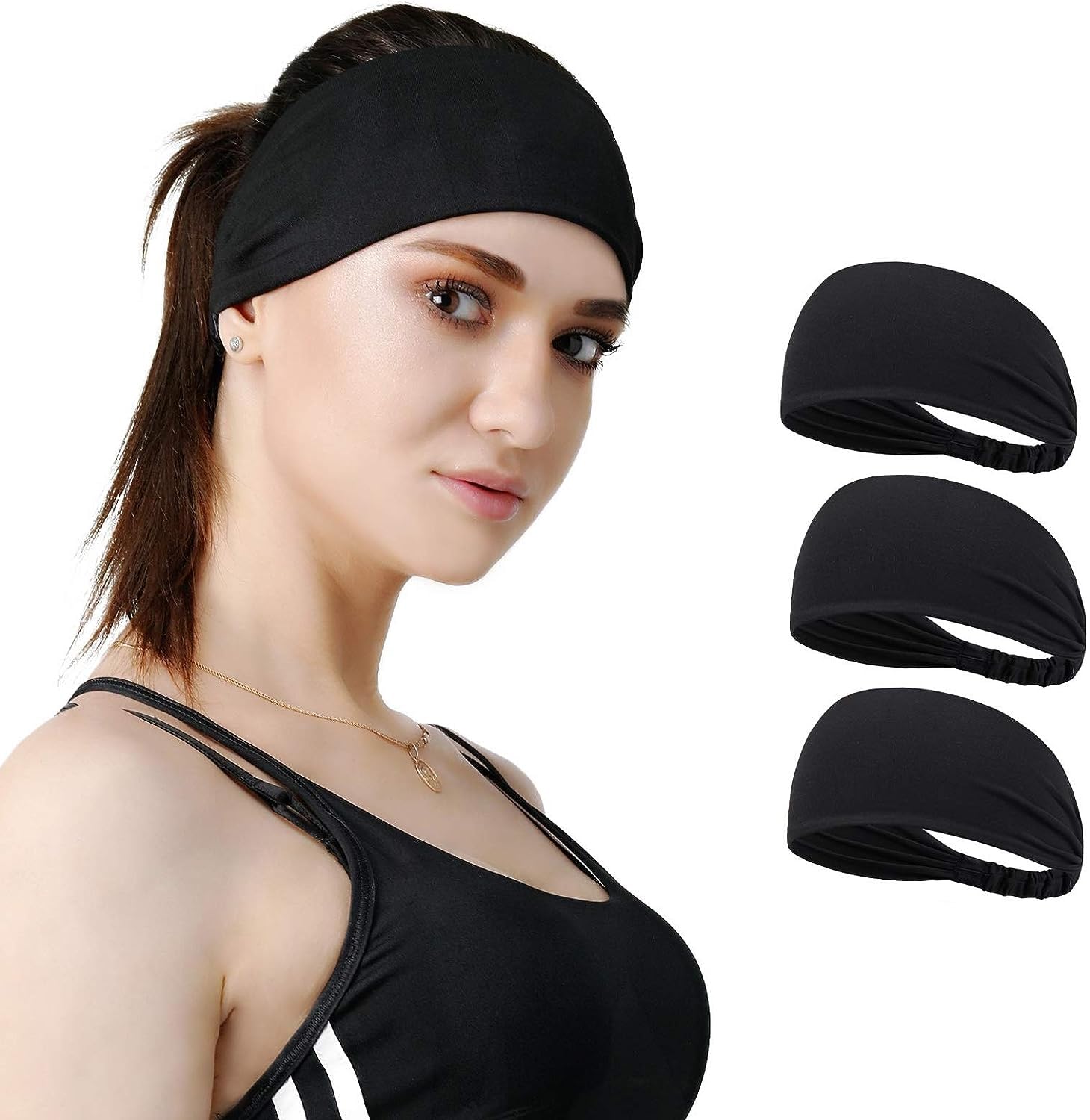 BISMAADH Women's Yoga Sport Athletic Headband Sweatband for Running Sports Travel Fitness Elastic Wicking Style Bandana Basketball Headbands Headscarf fits All Men & Women-picture-29