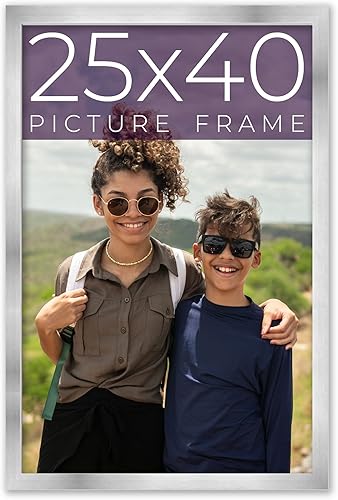 Marco de fotos de madera real plateada de 25 x 40 pulgadas de ancho de 0.75 pulgadas  Profundidad del marco interior de 0.5 pulgadas  Marco de fotos