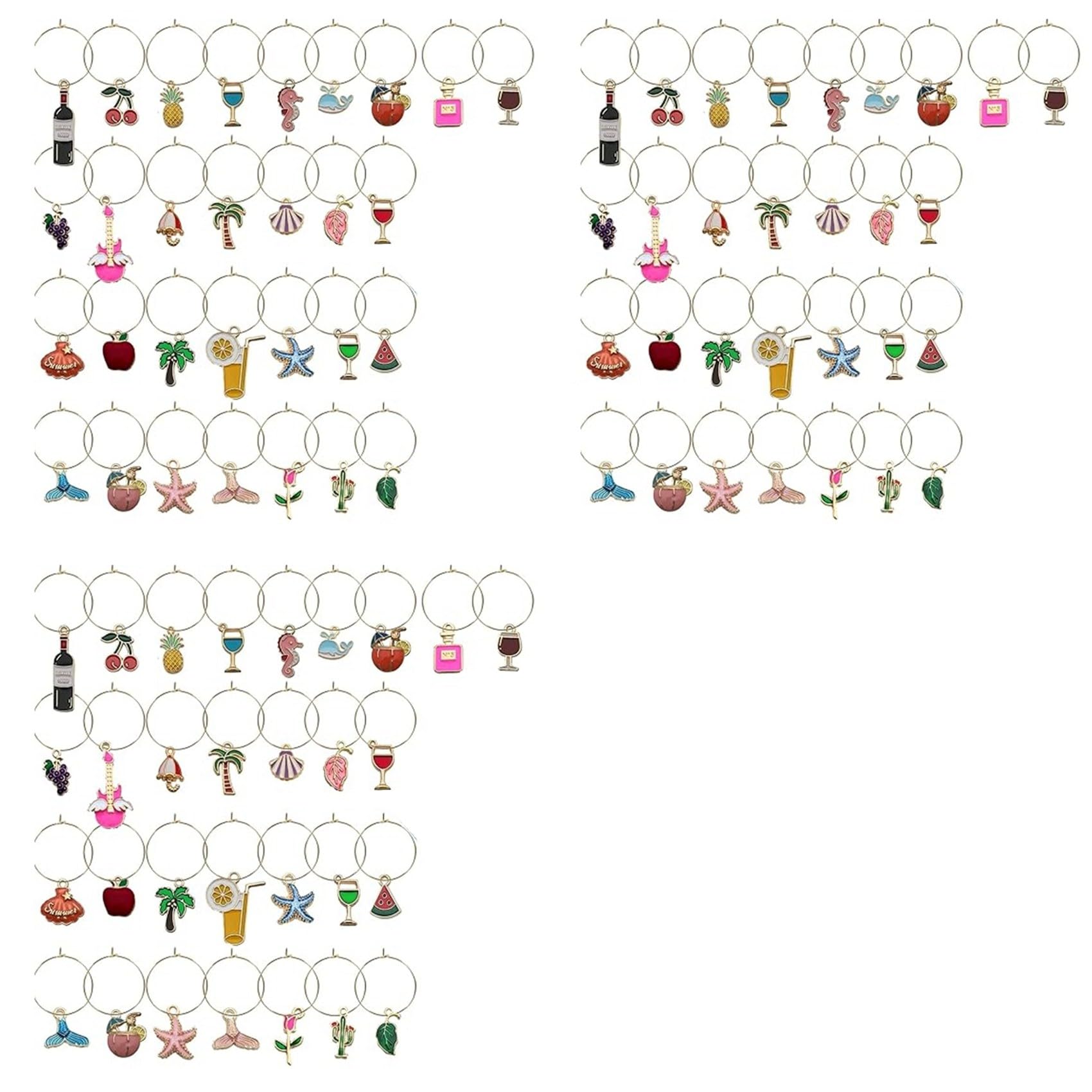 Vjsujehgy 90PCS Wine Glass Charms Drink Identifiers Wine Charms for Stem Glasses Markers Glass Tags Beach Themed Party Supplies