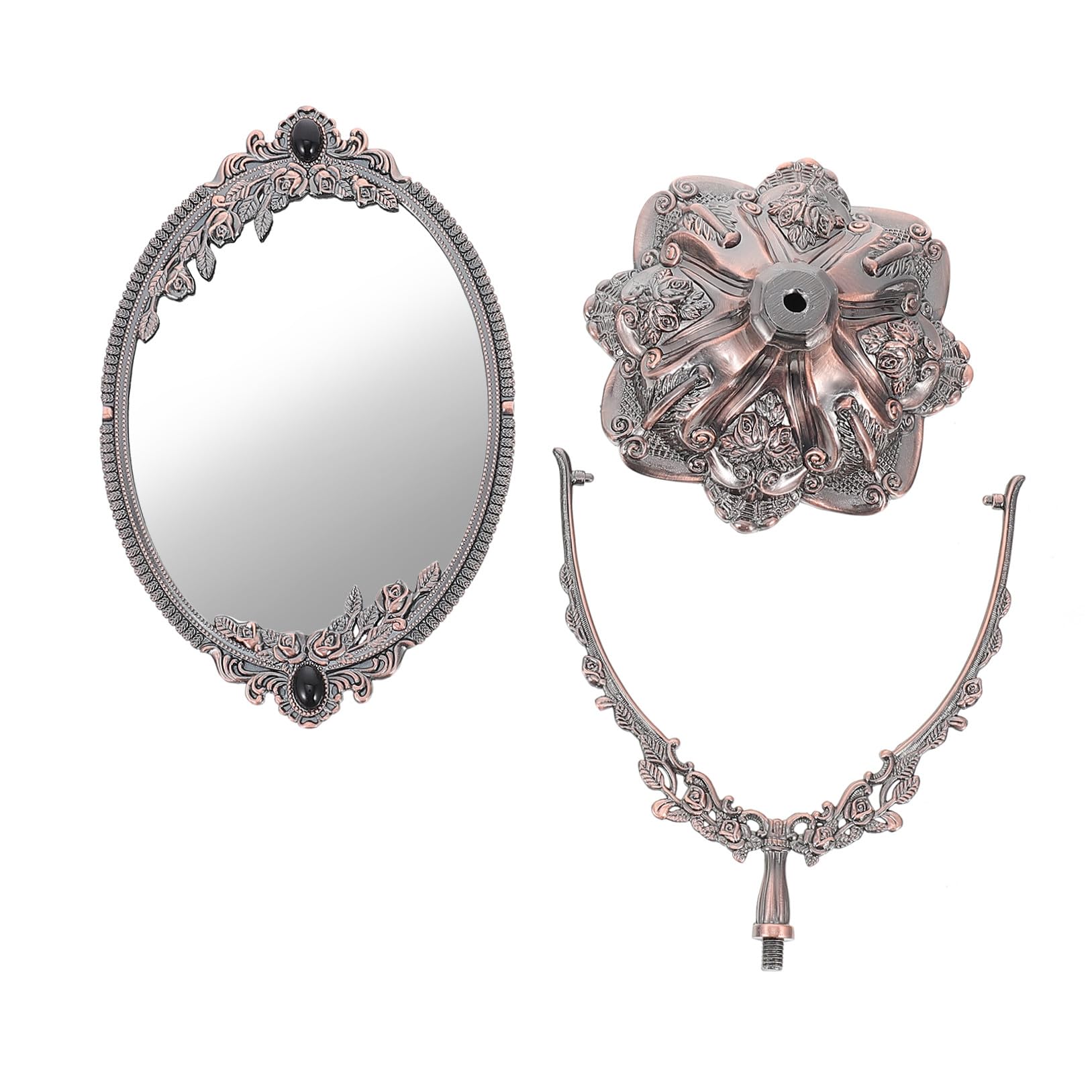 Doppelter Kosmetikspiegel Im Vintage-Stil Eleganter Doppelter Tischspiegel Für Hochzeiten Und Makeup Robustes Leichtes Design Rotkupfer Für Schlafzimmer Und Schminktische