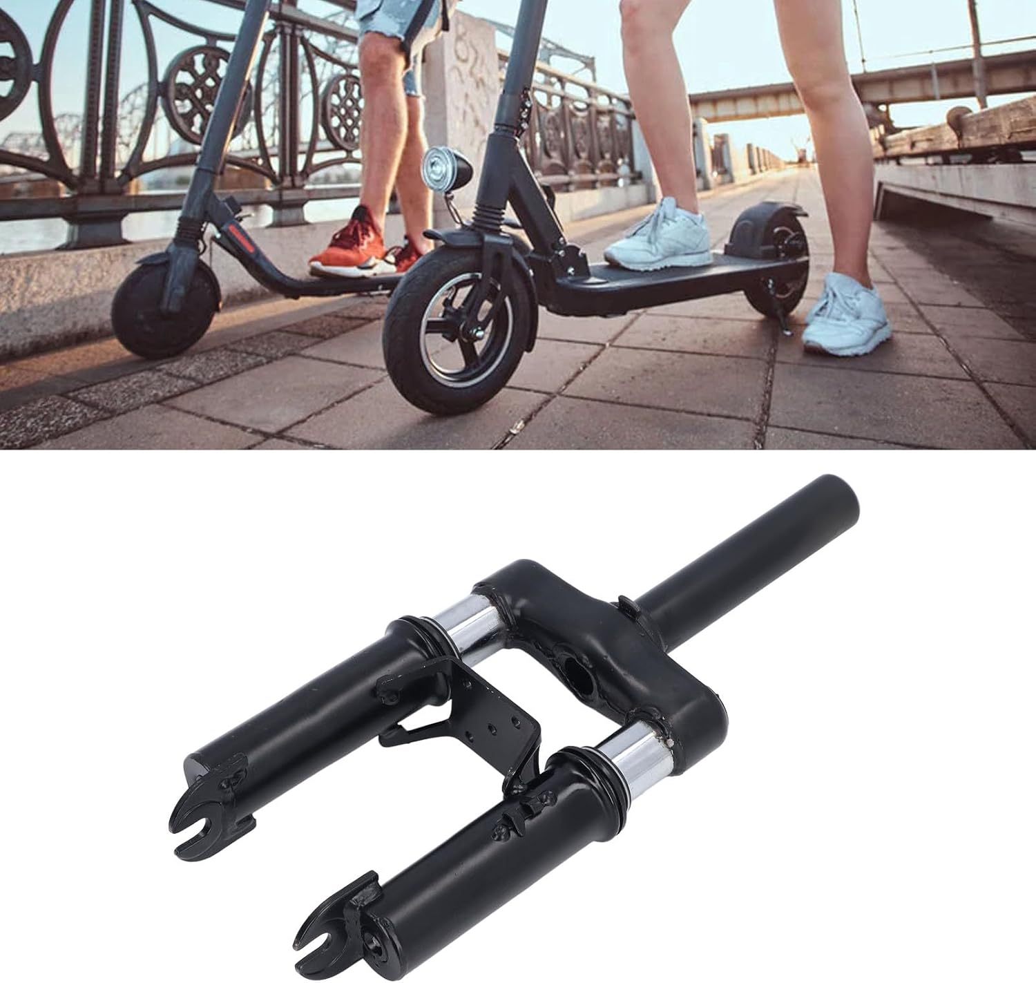 Jiawu Front Suspension Fork for Electric Scooter, 14 Inch Steel Structure Shock Absorber Reduces Vibration for Comfortable Riding, Electric Scooter Accessory