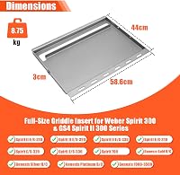 Denmay 58,6 x 44 cm Plancha Grillező Lap Weber Spirit 300 Sorozathoz - Univerzális Vaslemez E310 E320 E330 S310 S320 S330 Modellekhez 2