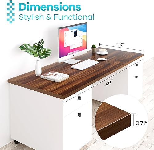 Miniatura 163 de Kaboon Mesa universal de 45.67 x 23.62 pulgadas, escritorio sólido de una pieza, encimera de melamina reversible, escritorios dobles, escritorio en