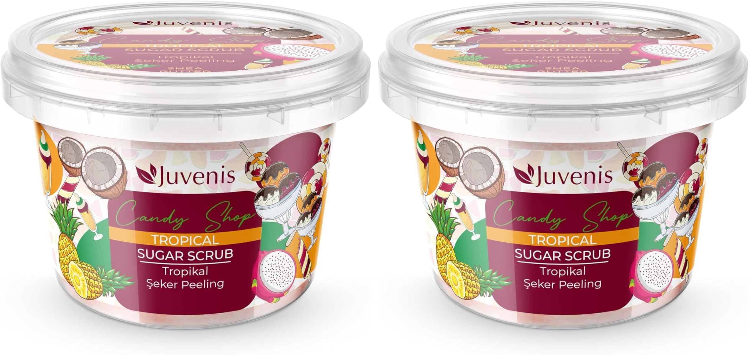 Juvenis Candy Shop Şeker Peeling Tropik Meyveli 180 Gr. (2 paketi)
