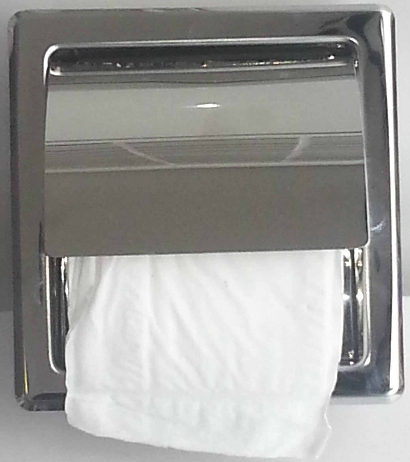 Square Loo Roll Toilet Tissue Paper Dispenser Holder Recessed Concealed In Wall Stainless Steel For Commercial Hotel, Bathroom, Cloakroom, En Suite