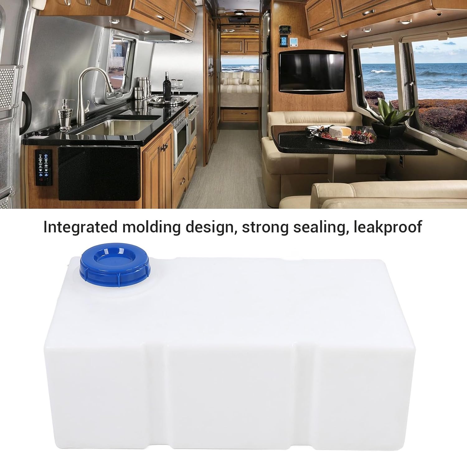 24 Gallon RV Water Tank, Food Grade LLDPE Leakproof RV Fresh Water Storage Container with 130mm Water Inlet for Trailers Camping Vehicles Yachts Boats, 31.30x17.72x11.02 Inch