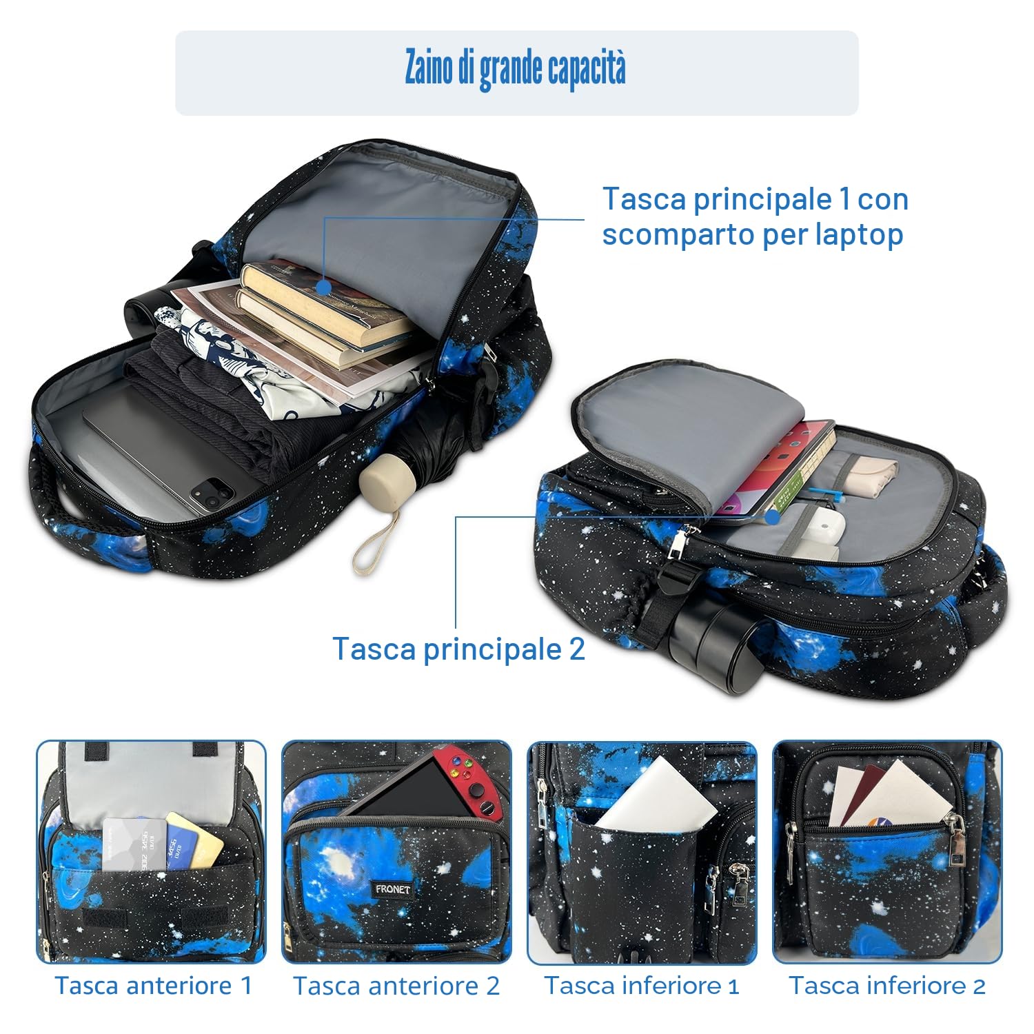 Zaino Scuola Media Superiore Ragazzo Ragazza, Set per la Scuola Borse Elementare Bimbo Bambina Bambino, Zaini Casual Scolastici per 15.6'' PC Portatili, Zainetti per Bambini Ragazzi Grande Daypack