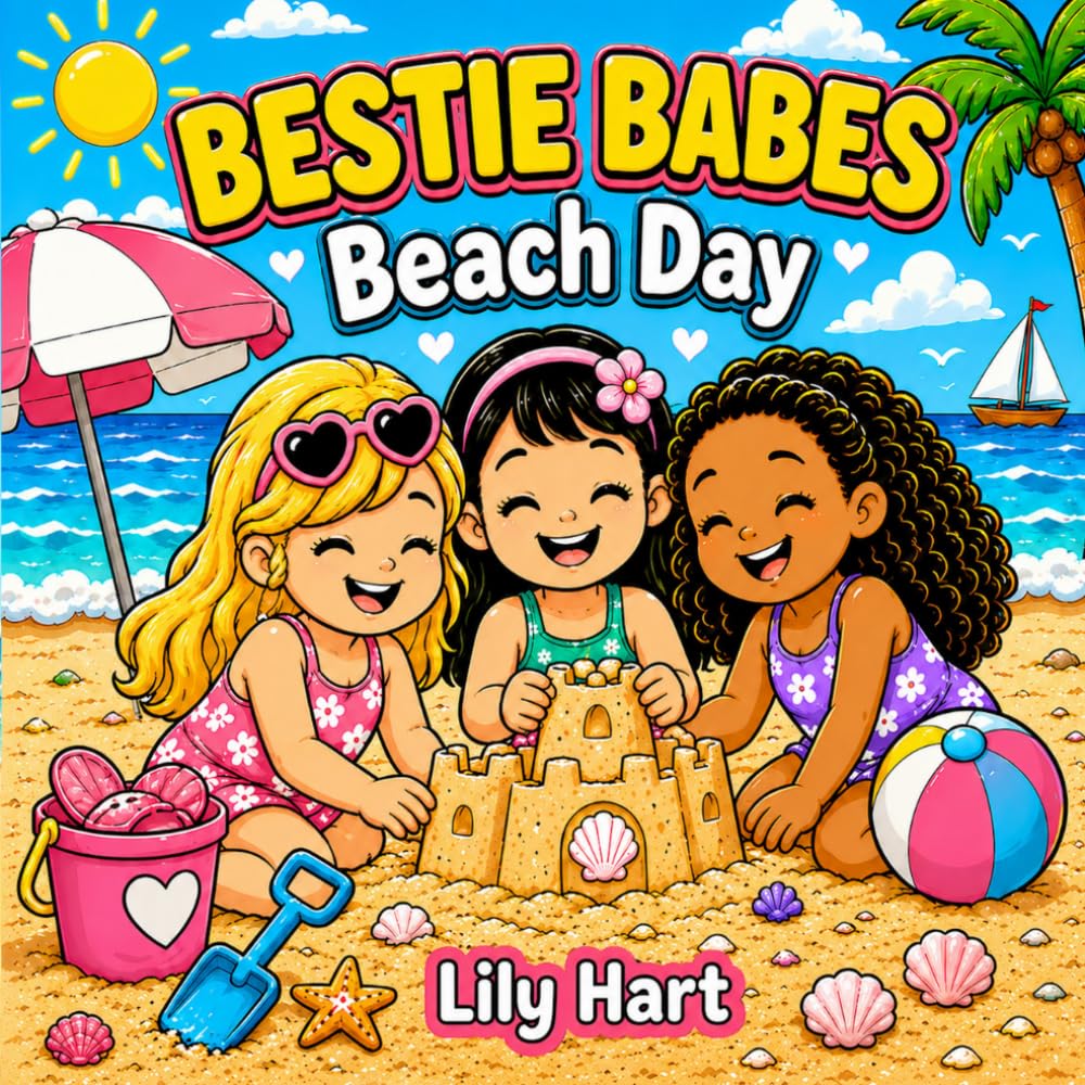 Bestie Babes Beach Day: Bold and Easy Coloring Book for Kids Ages 4–8