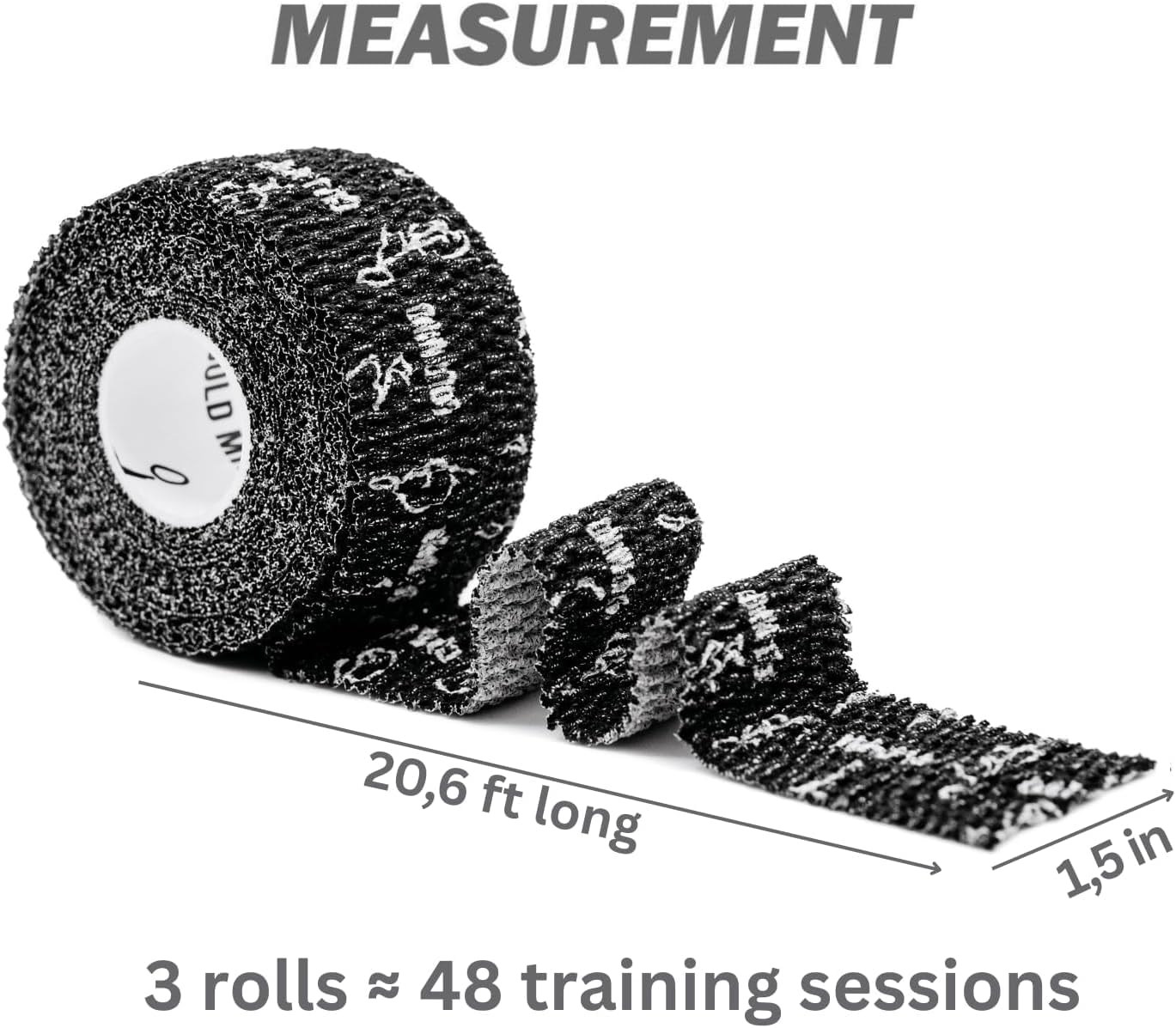 WARM BODY COLD MIND 3,8 cm Daumen Tape für Gewichtheben – Hook Grip Tape für Gym, Powerlifting, Deadlift, Krafttraining, Athletic Finger Wrap (12 Rollen Schwarz)