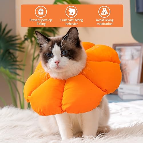 Miniatura 2 de Avont Collar de cono para gato, suave, ajustable, alternativa al collar E para gatos, gatitos, cachorros, cono isabelino de la vergüenza para evitar