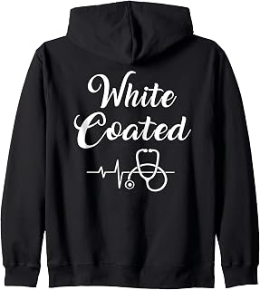 White Coated Stethoscope Pharmacy PA Vet White Coat Ceremony Zip Hoodie