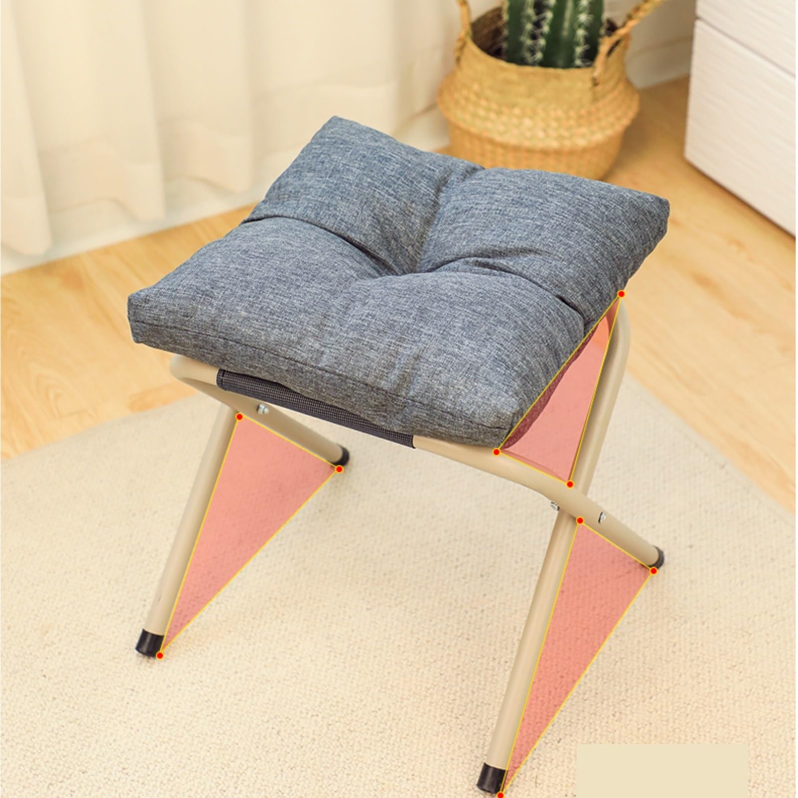 Ottomana Salón Reposapiés Plegable con Cojín Grueso, Multifuncional, Portátil Asiento Extra(Black)