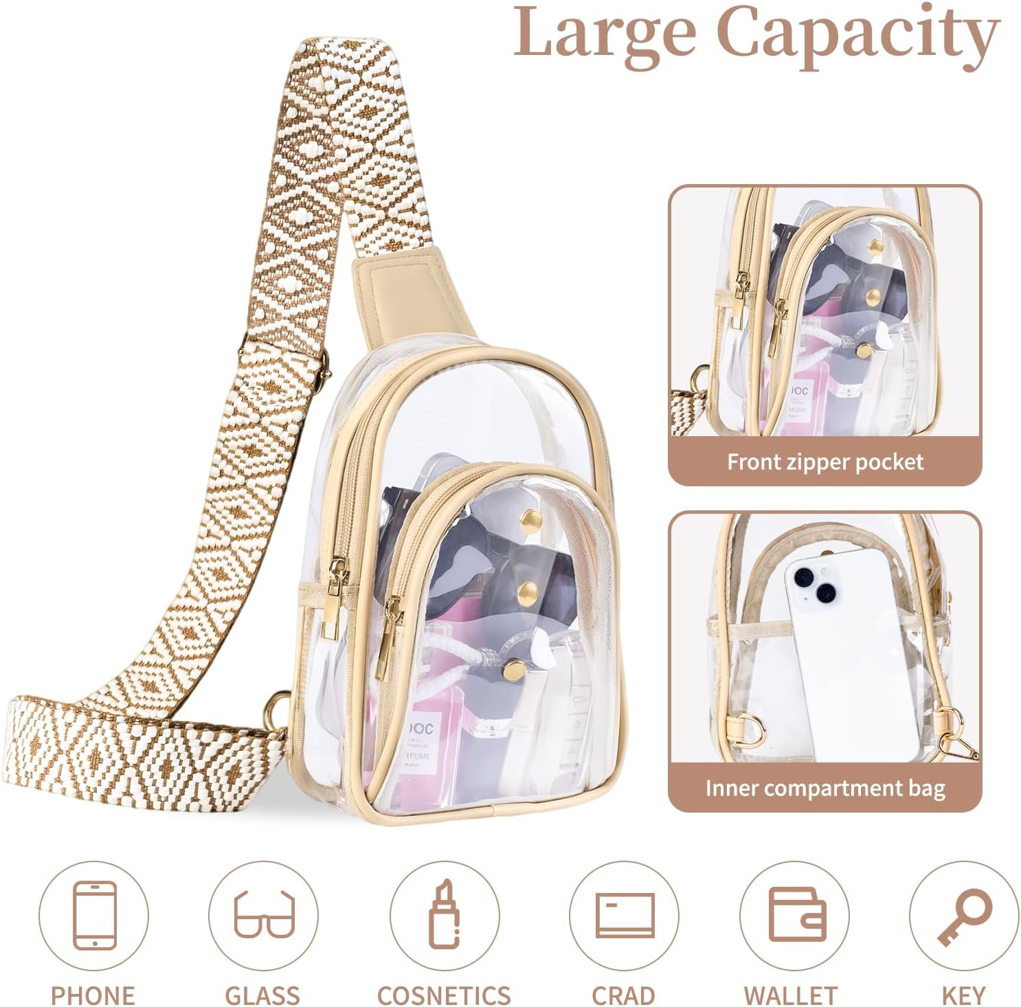 Clear Sling Bag for Stadium Events, Crossbody Bag for Women - Stadium Approved - Image 3