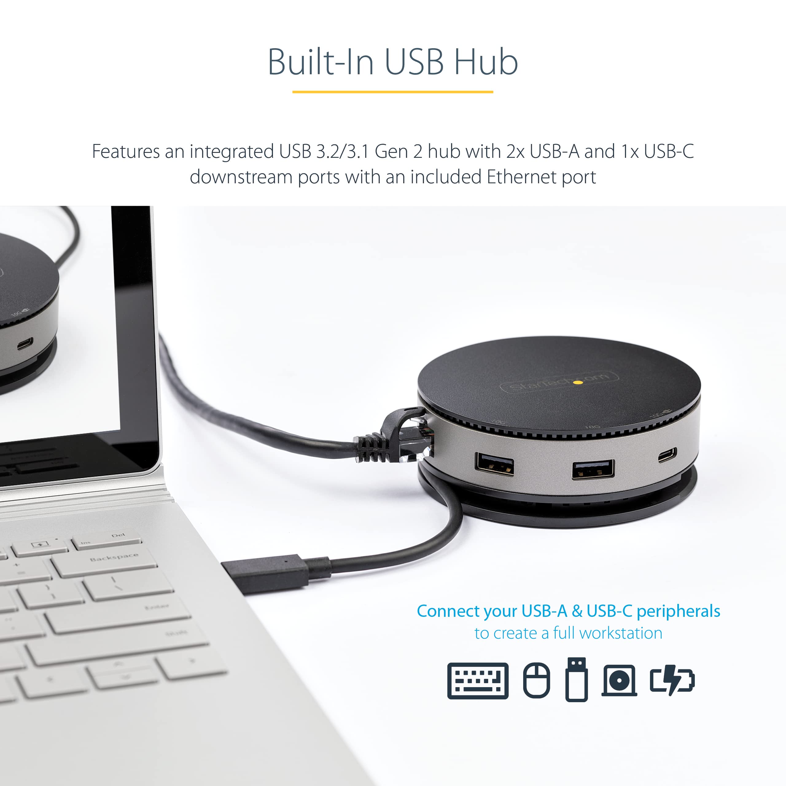 StarTech Mini Dock USB-C, HDMI/DP 4K 60Hz o VGA 1080p, 75W PD, Hub 3 Porte | Compatibile Windows e macOS, Ricarica del Portatile, Formato da Viaggio