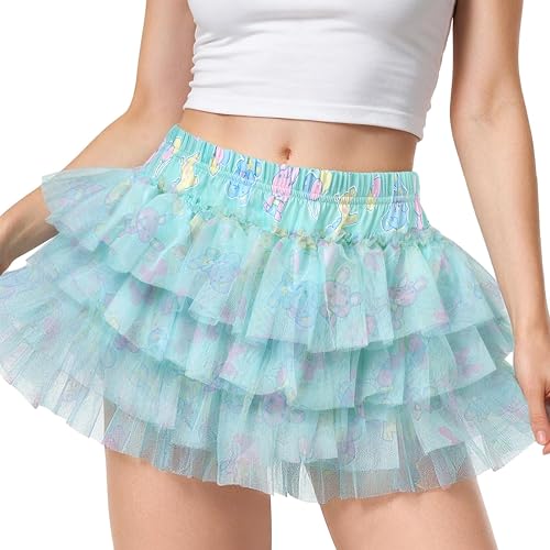 Littleforbig Soft Mesh Baby Parade Hipster Ballerina Tutu Skirted Panties | 4 Layers Sheer Tulle Fabric, Elastic Waistband, All-over print, Lightweight, Comfortable, Breathable, Briefs, Daily - Large - Green