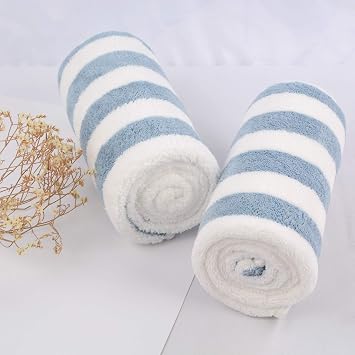 VIVOTE Microfibre Hand Towels for Bathroom, Super Soft & Fluffy Hand Towels, Super Water Absorbent & Quick Dry Towels, 100% Microfibre, 40x76cm 2 Pcs blue