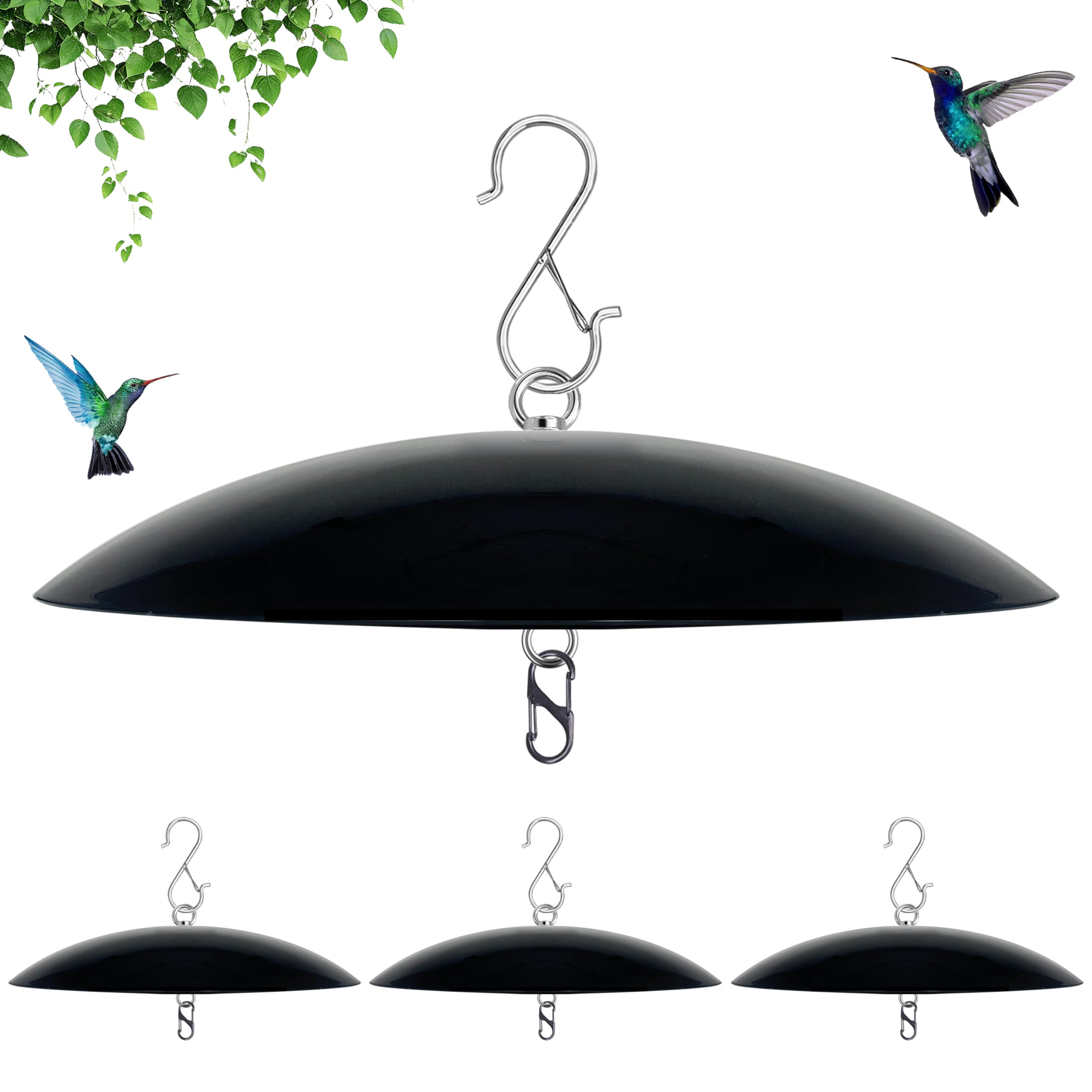 Photo 1 of 13" Bird Feeder Rain Cover,Bird House Dome,Hummingbird Feeders Guard, Proof for Shepherd's Hook Outdoors, Smart Birds Feeder Umbrella(Black), 4Pack