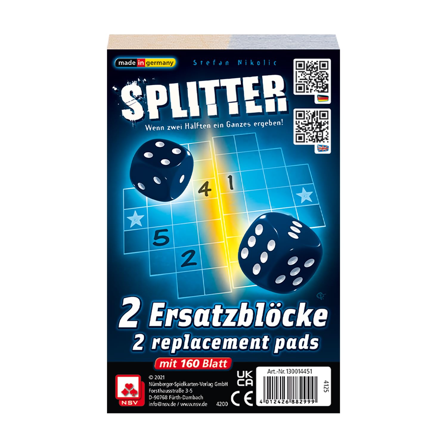 NSV - 4125 - Splitter - Replacement Blocks - Dice Game, Colourful, Small