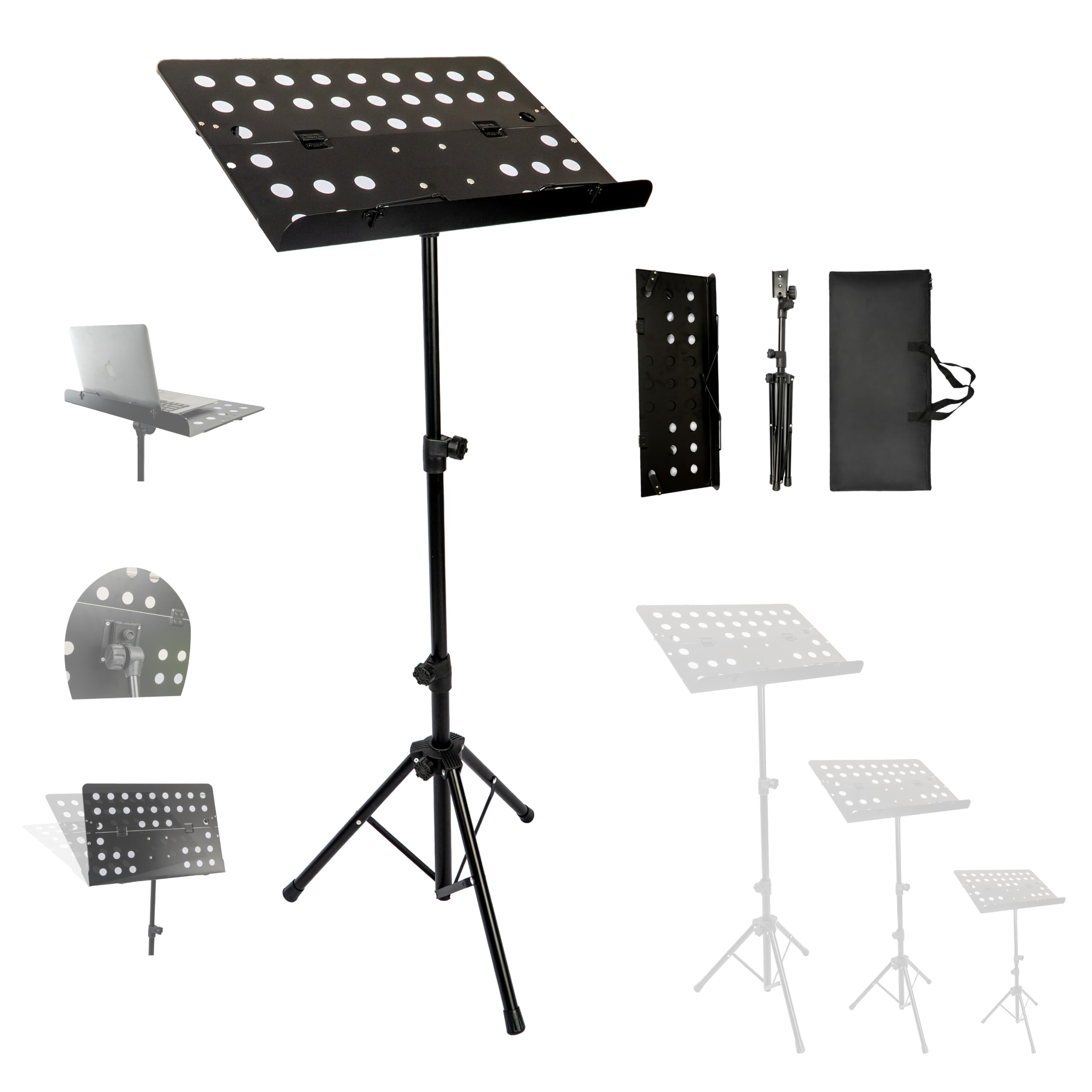 JUAREZ Foldable Music Notation Stand with Carry Bag | Height & Angle Adjustable Sheet Music Stand | Heavy-Duty Metal | Portable Tripod Book Stand for Guitar, Piano, Keyboard, Violin, Orchestra & Choir-picture-20