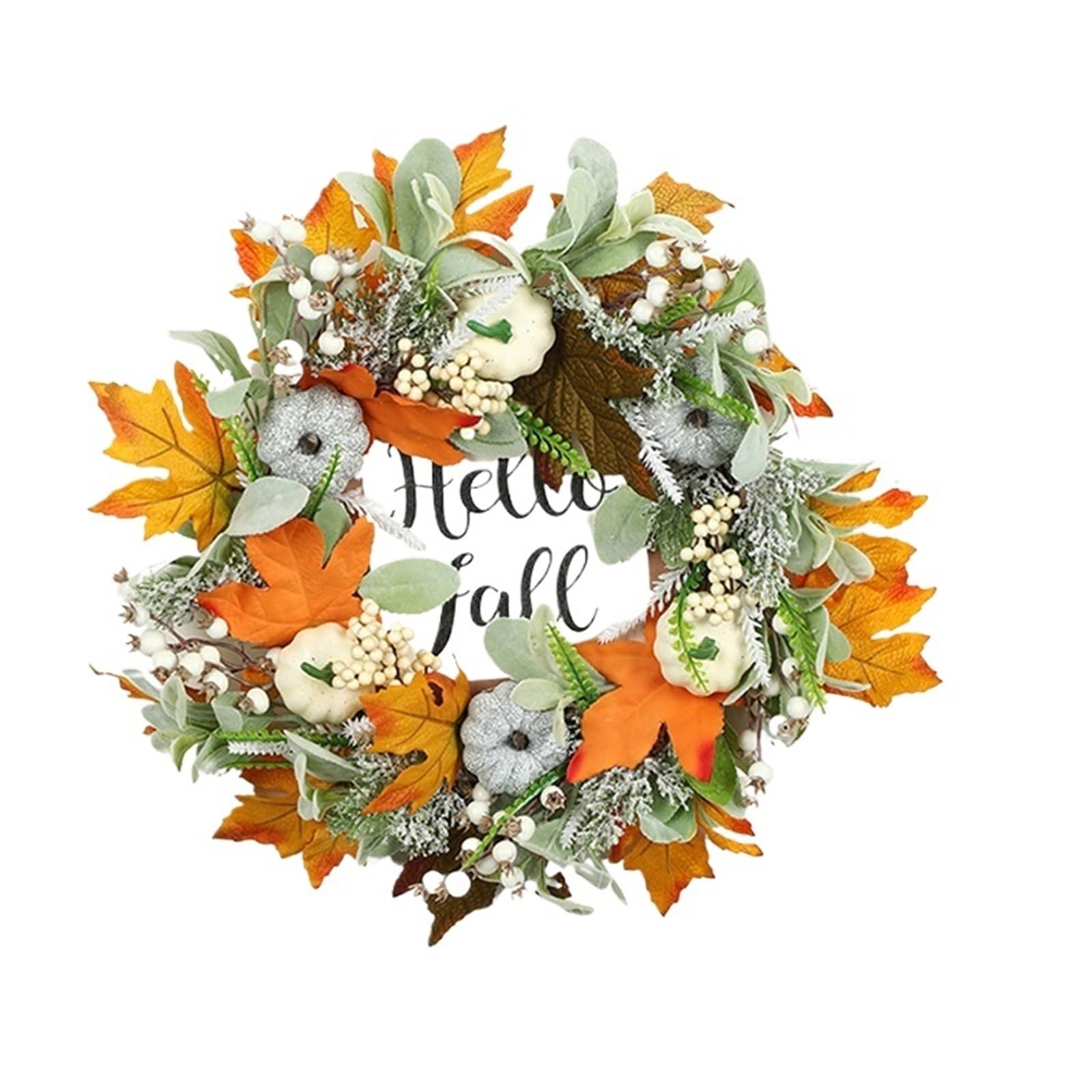 Wreaths Door Wreath Pumpkin Berry Maple Leaf Harvest Autumn Color Halloween Decor(Color 3)