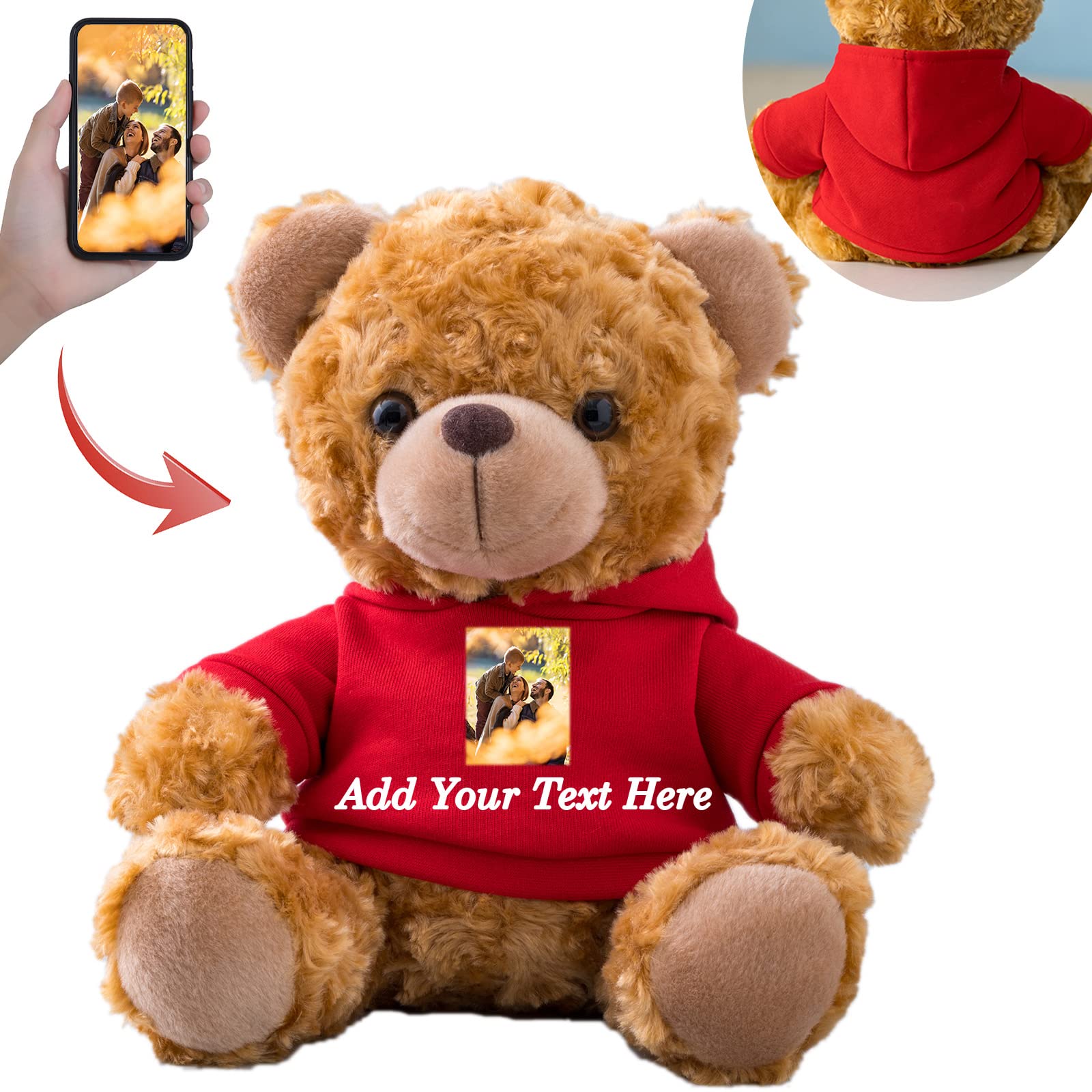 Custom Teddy Bear With Personalized Text Or Photo – Cute Plush Gift For Birthdays, Valentine’s, Christmas & More! - View #5