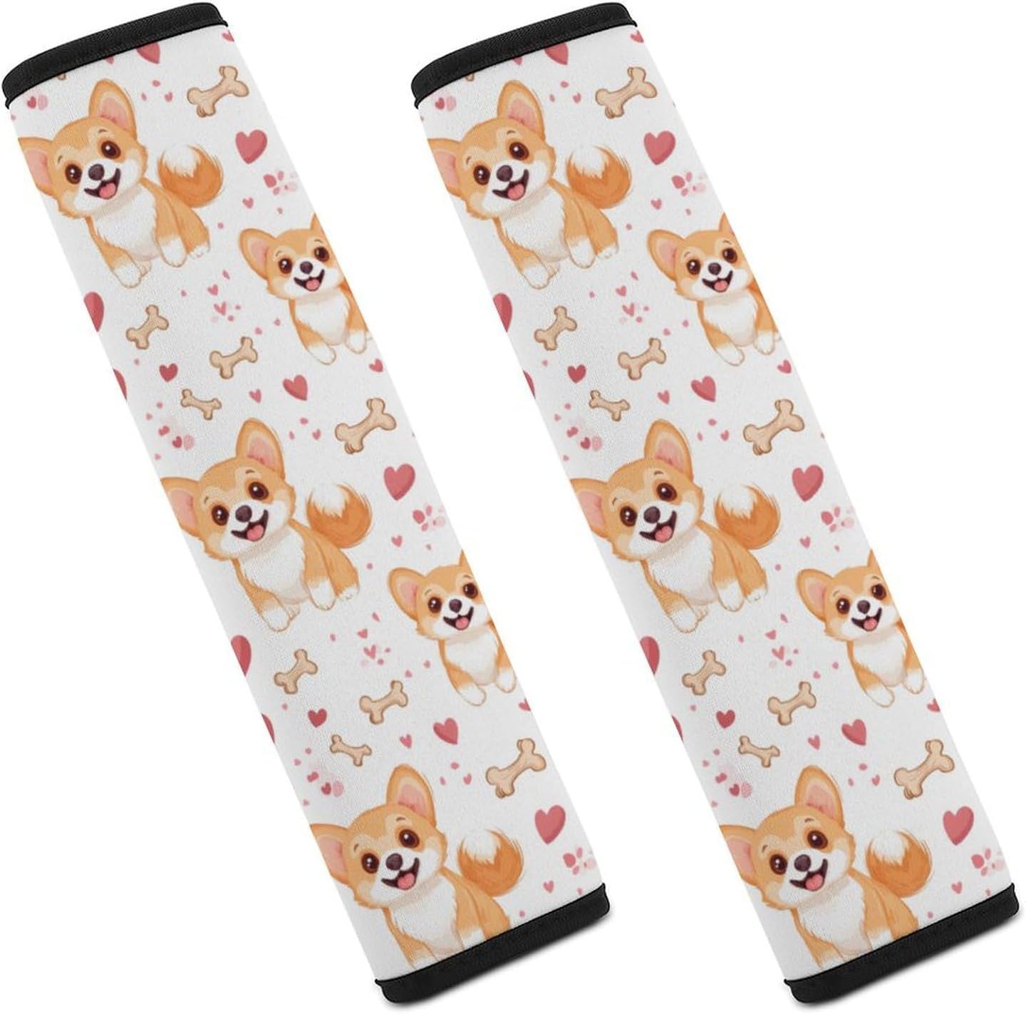 Cartoon Corgi Car Seat Strap Covers Soft Seat Strap Shoulder Pads Seatbelt Covers for All Car Seats 2PCS
